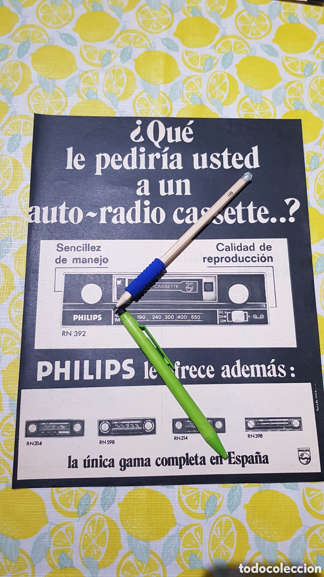 Otros art&iacute;culos de coleccionismo en papel: Hoja para enmarcar Auto- Radio Philips