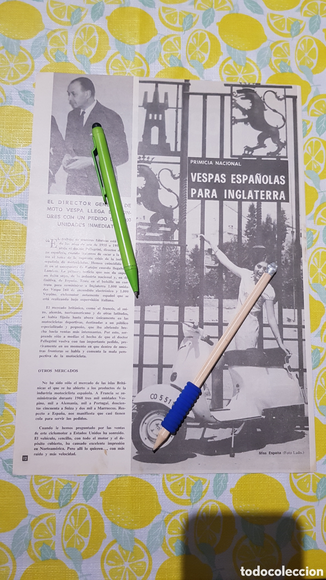 Otros art&iacute;culos de coleccionismo en papel: Hoja para enmarcar Vespas Espa&ntilde;olas