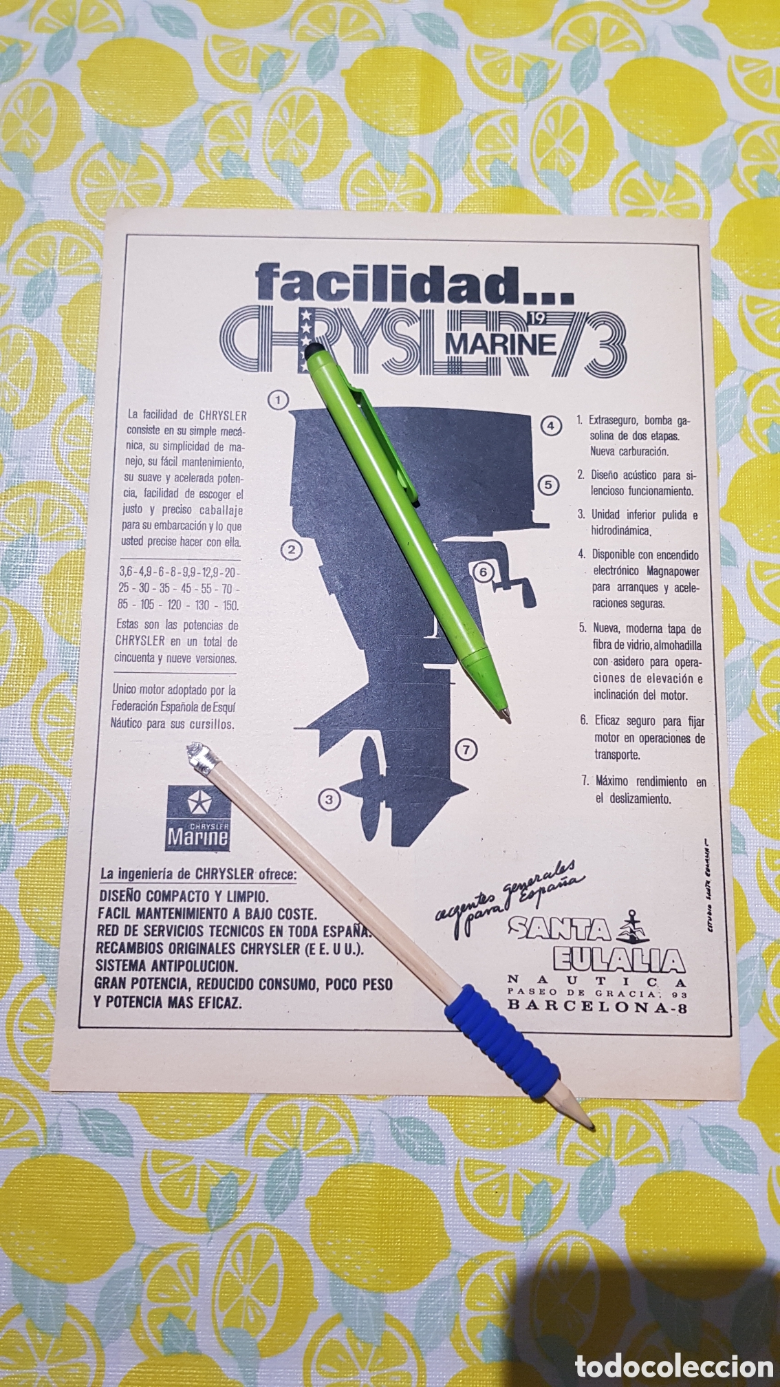 Otros art&iacute;culos de coleccionismo en papel: Hoja para enmarcar Chrysler Marine