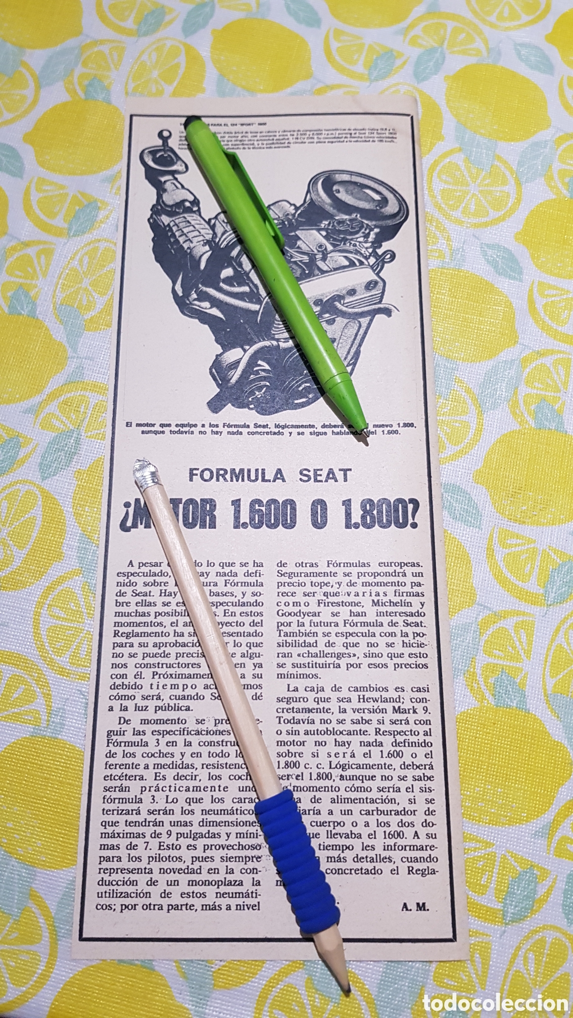 Otros art&iacute;culos de coleccionismo en papel: Recorte Seat 124 Sport 1800