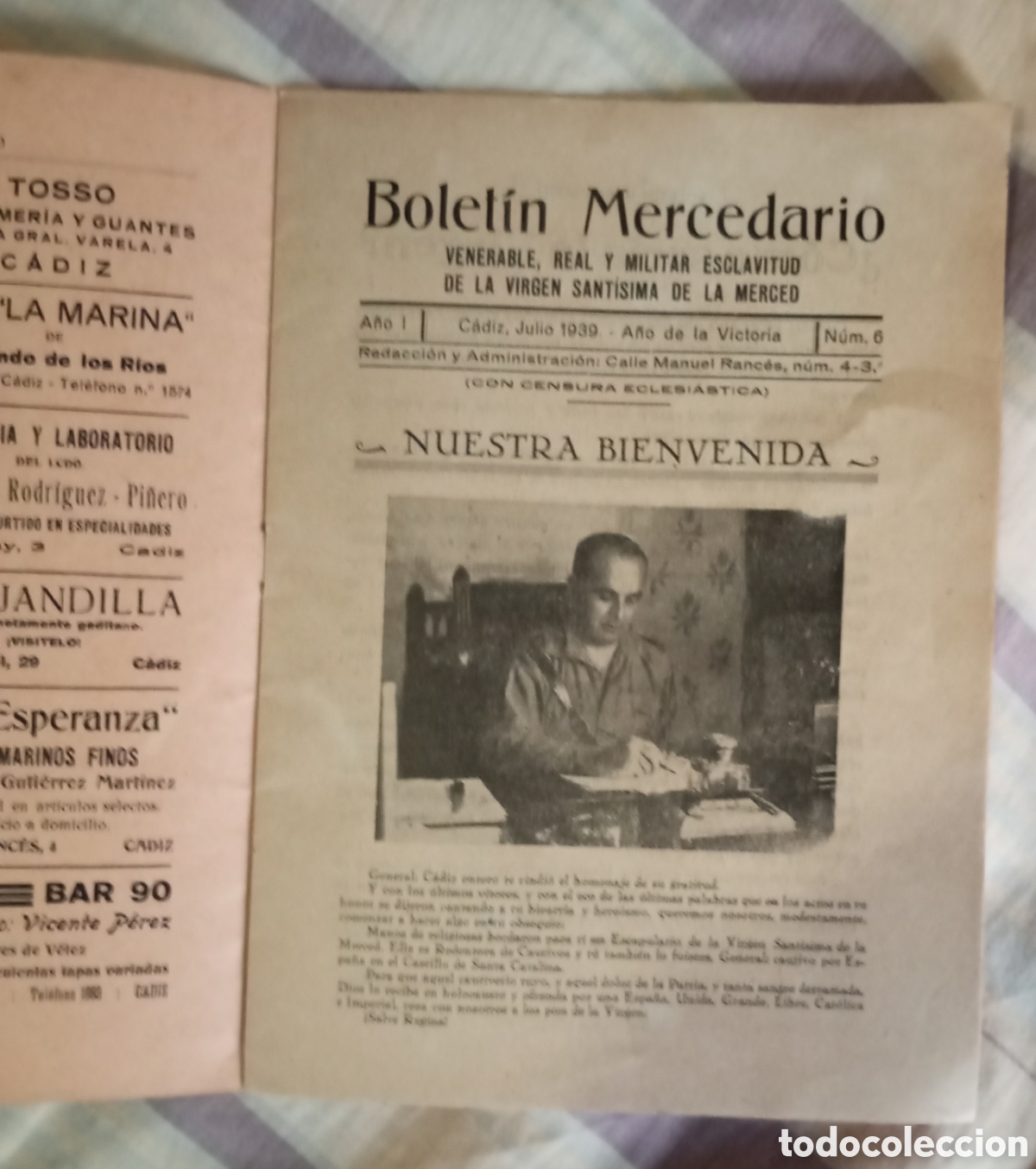 Otros art&iacute;culos de coleccionismo en papel: Bolet&iacute;n mercedario venerable,real y militar esclavitud virgen Sant&iacute;sima de la merced.1939