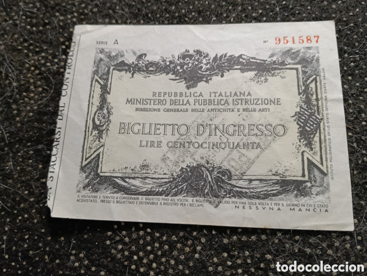 Otros art&iacute;culos de coleccionismo en papel: ANTIGUO BILLETE ITALIANO BIGLIETO D'INGRESSO DE 50 LIRAS ESTAMPADO A&Ntilde;OS 50 - 60