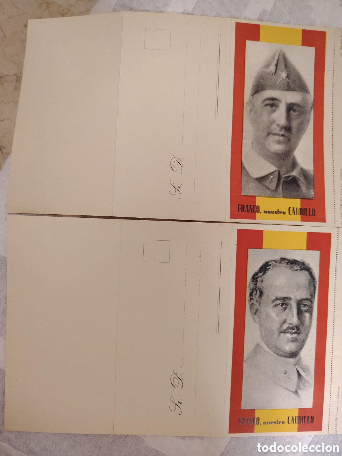 Otros art&iacute;culos de coleccionismo en papel: Pareja de sobres antiguos sin estrenar. FRANCO, nuestro CAUDILLO