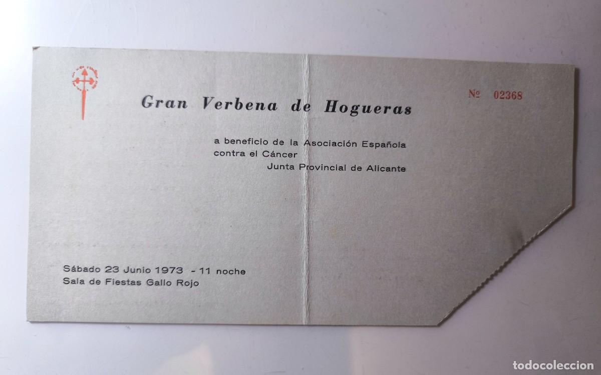 Otros art&iacute;culos de coleccionismo en papel: Antigua invitaci&oacute;n Gran Verbena de Hogueras &ndash; Asociaci&oacute;n Espa&ntilde;ola Contra el C&aacute;ncer &ndash; Alicante 1973