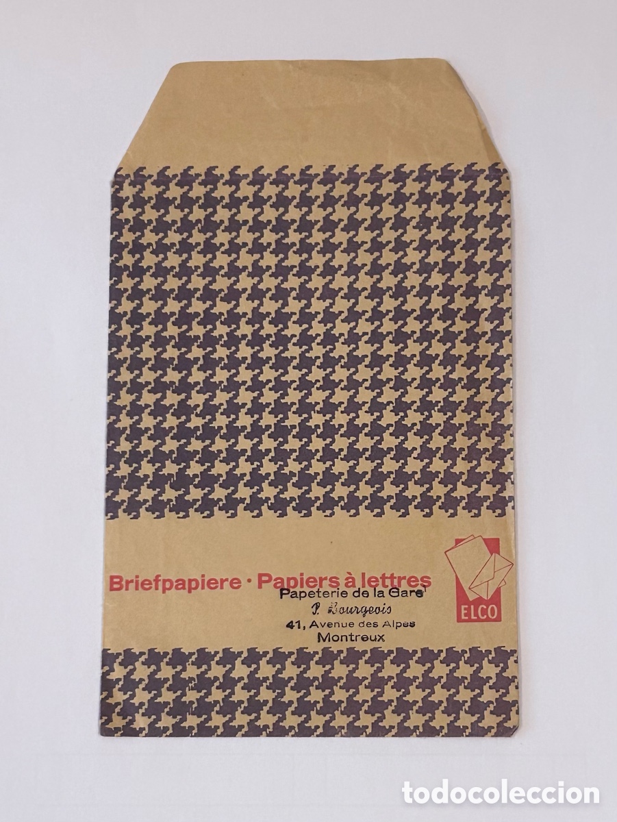 Otros art&iacute;culos de coleccionismo en papel: ANTIGUO SOBRE DE PAPEL VINTAGE. PAPELER&Iacute;A DE LA GARE, SUIZA. ELCO