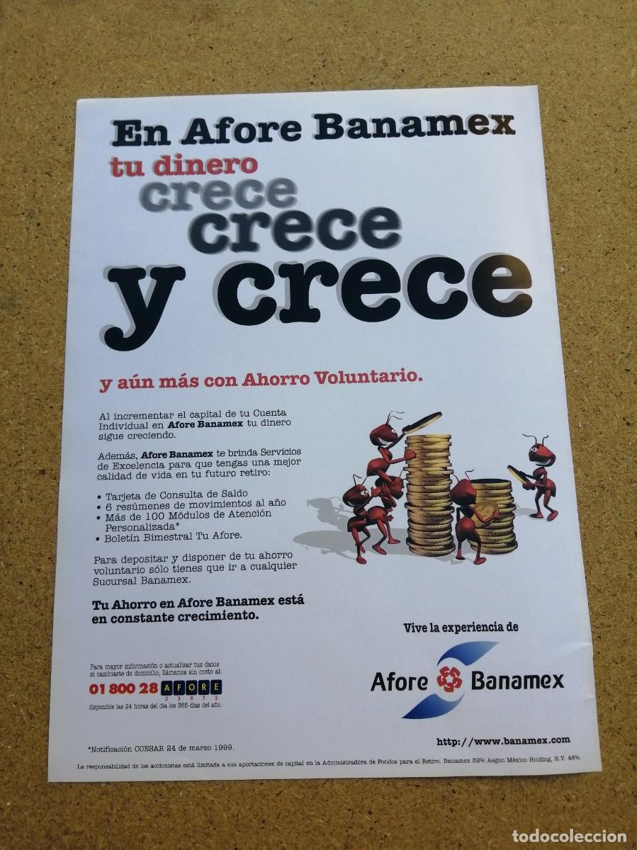 Otros art&iacute;culos de coleccionismo en papel: ANUNCIO. AFORE BANAMEX