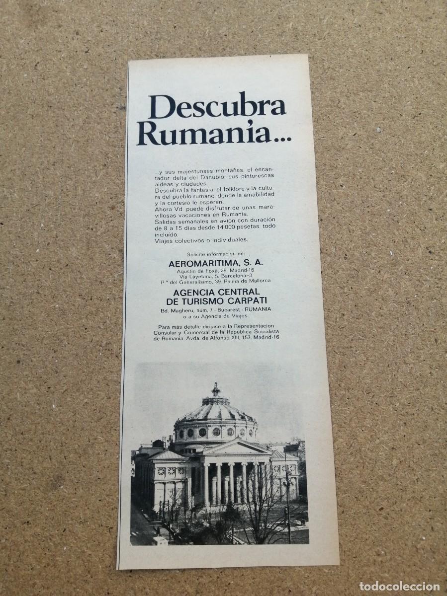 Otros art&iacute;culos de coleccionismo en papel: ANUNCIO. DESCUBRA RUMANIA