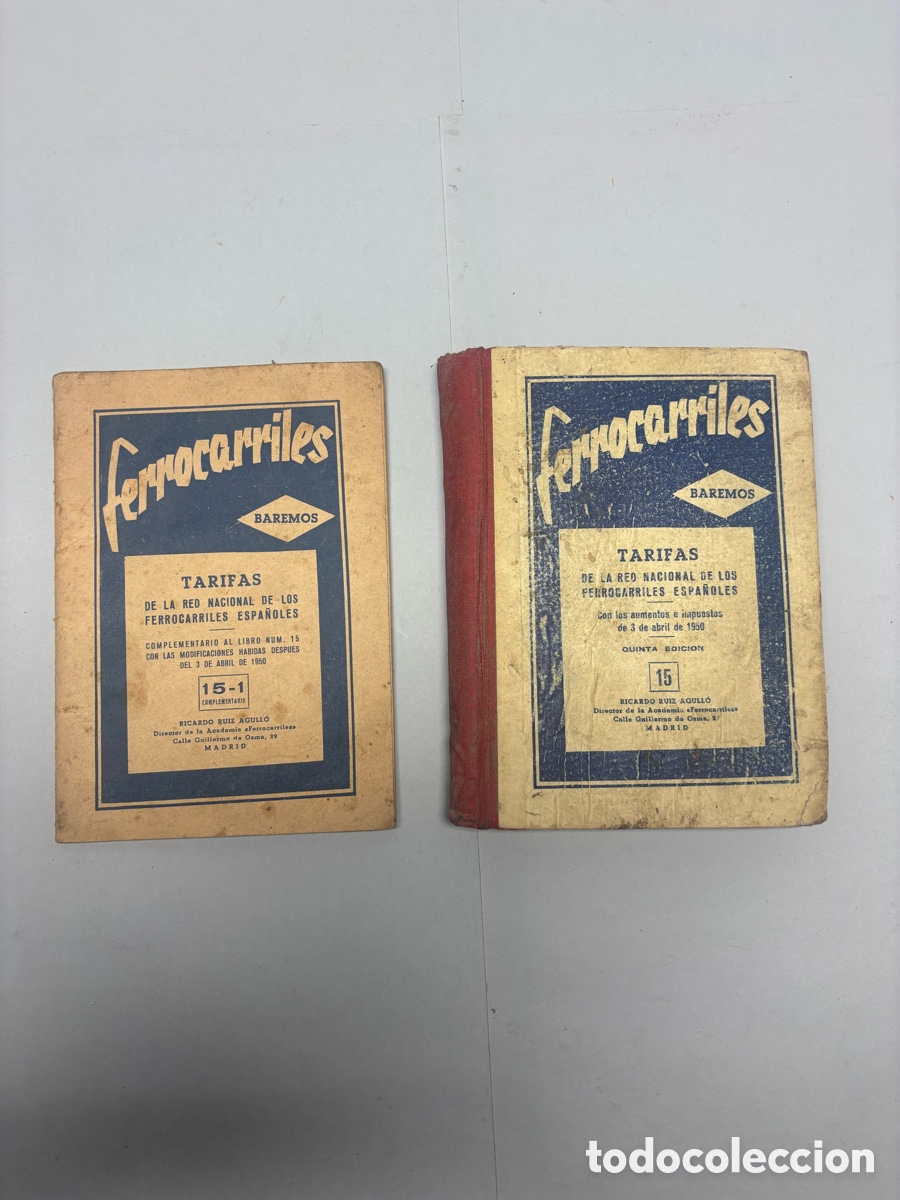 Otros art&iacute;culos de coleccionismo en papel: LOTE 2 LIBROS FERROCARRILES RENFE &ndash; TARIFAS 1950 &ndash; RICARDO RUIZ AGULL&Oacute; &ndash; 5&ordf; EDICI&Oacute;N