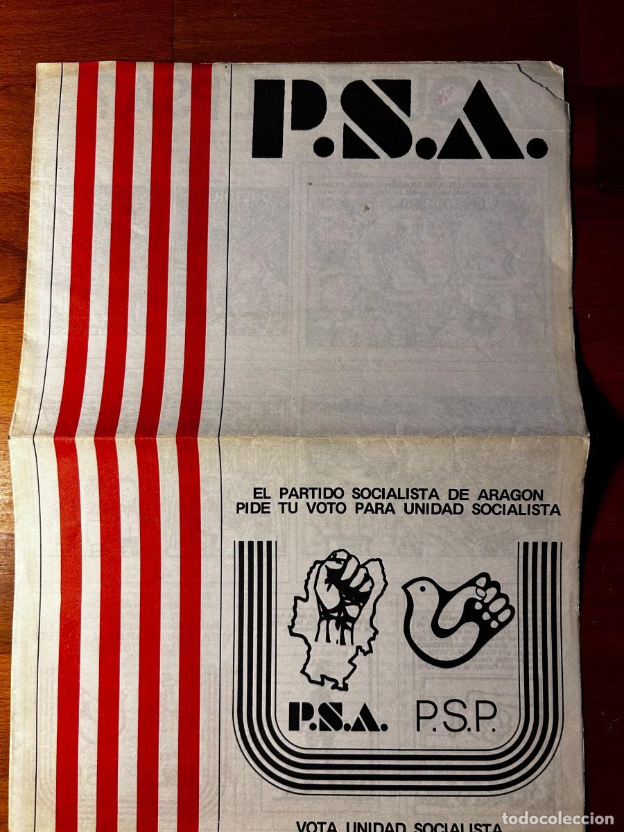 Otros art&iacute;culos de coleccionismo en papel: Propaganda elecciones de 1977 del PSA (Partido Socialista de Arag&oacute;n) - UNIDAD SOCIALISTA