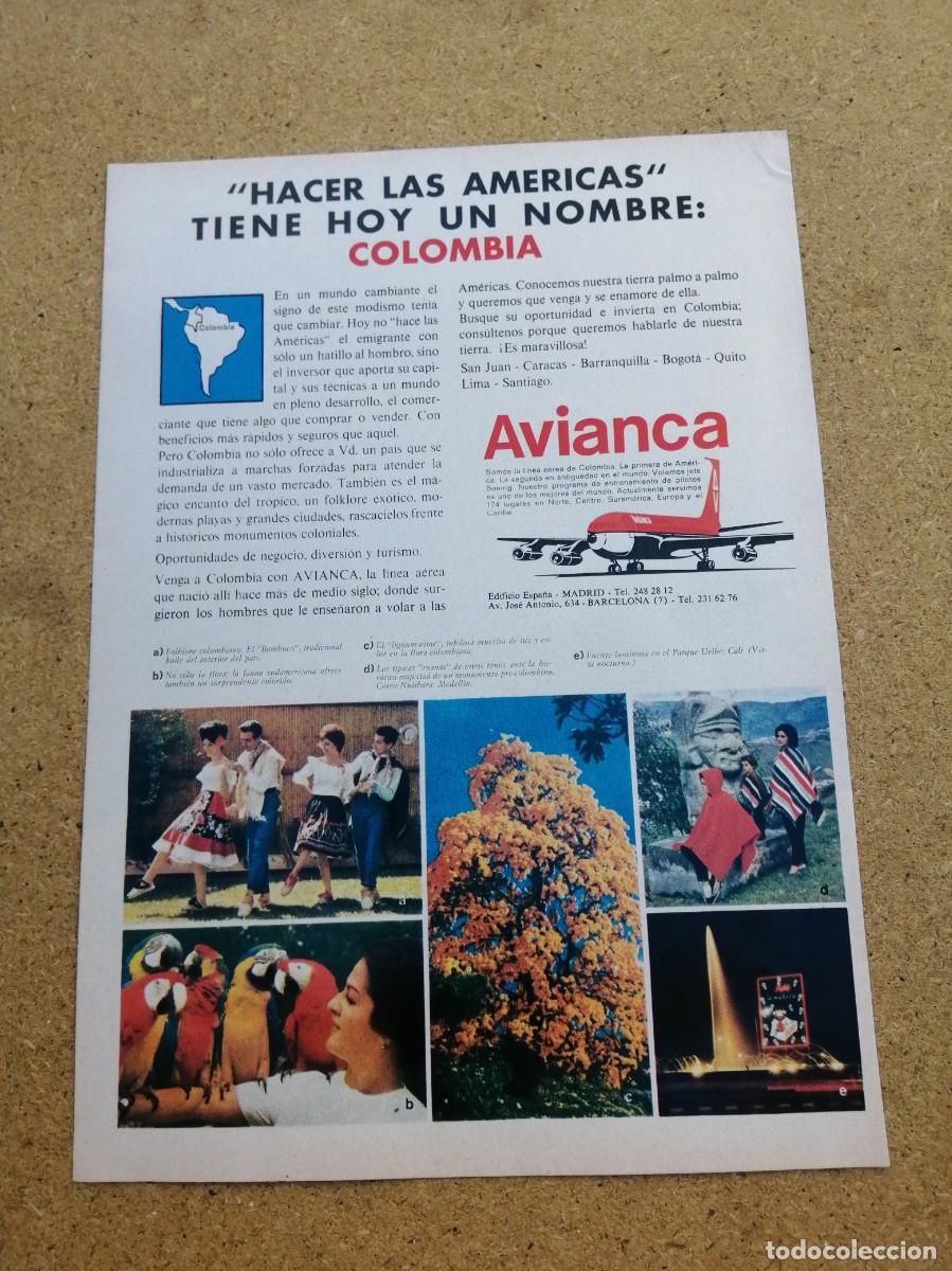 Otros art&iacute;culos de coleccionismo en papel: ANUNCIO. AVIANCA, LA LINEA INTERNACIONAL COLOMBIANA