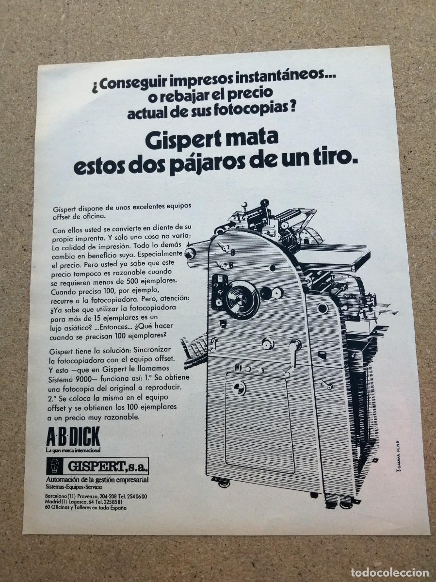 Otros art&iacute;culos de coleccionismo en papel: ANUNCIO. EQUIPO OFFSET DE OFICINA GISPERT