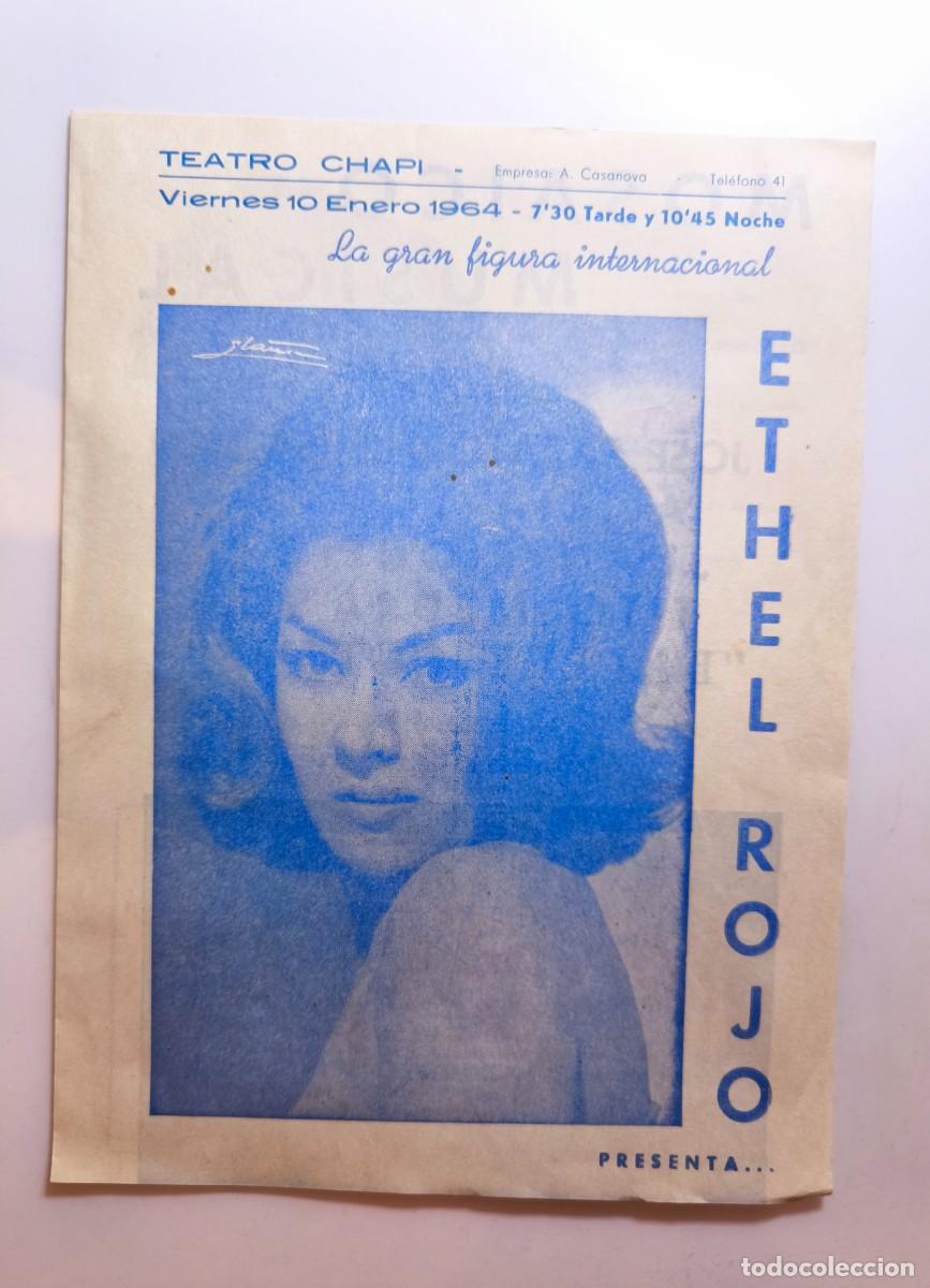 Otros art&iacute;culos de coleccionismo en papel: Antiguo programa teatral Ethel Rojo &ndash; &ldquo;Mosaico Musical&rdquo; &ndash; Teatro Chap&iacute; Villena 1964