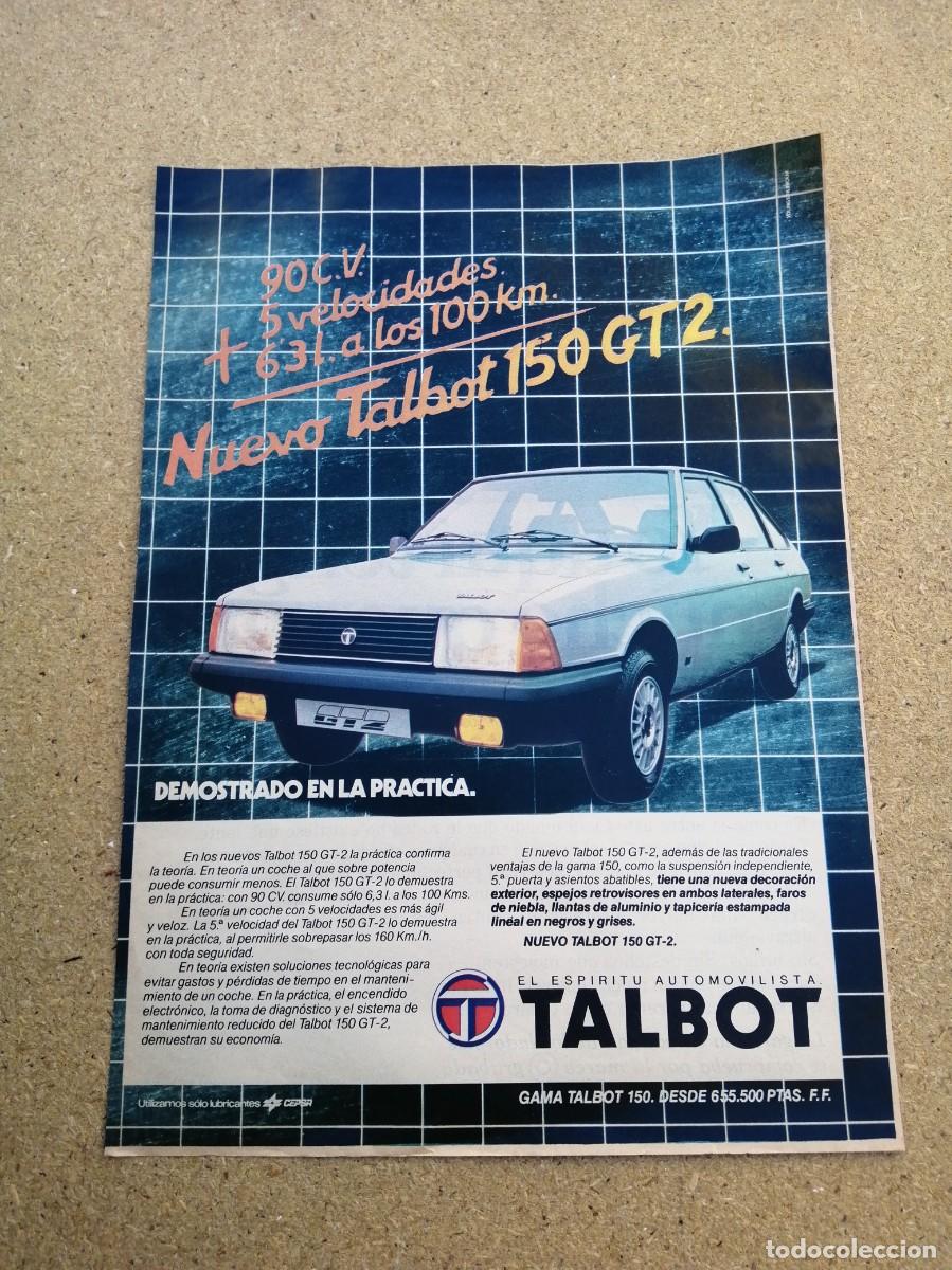 Otros art&iacute;culos de coleccionismo en papel: ANUNCIO. TALBOT 150 GT 2