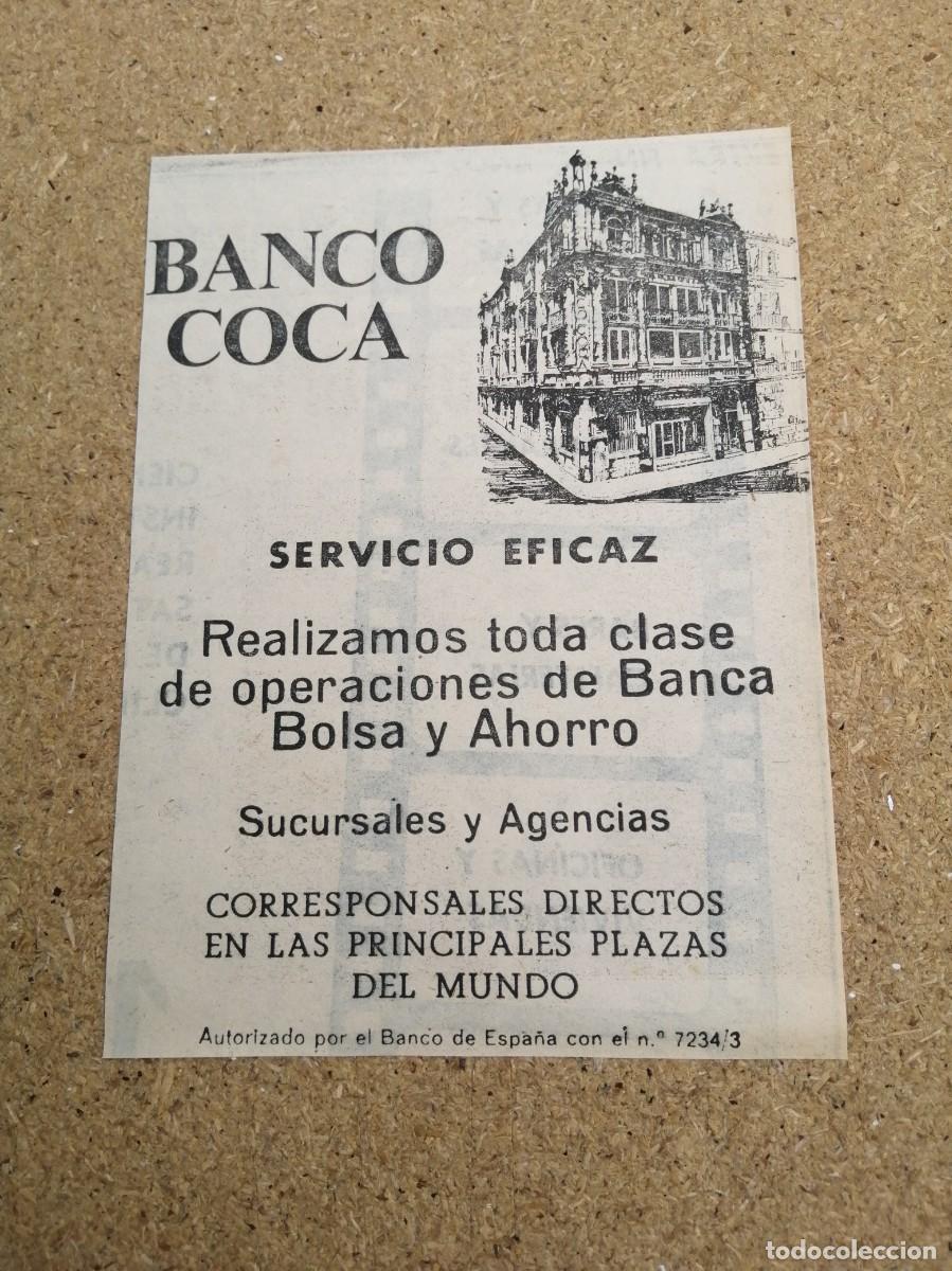 Otros art&iacute;culos de coleccionismo en papel: ANUNCIO. BANCO COCA. - Foto 1