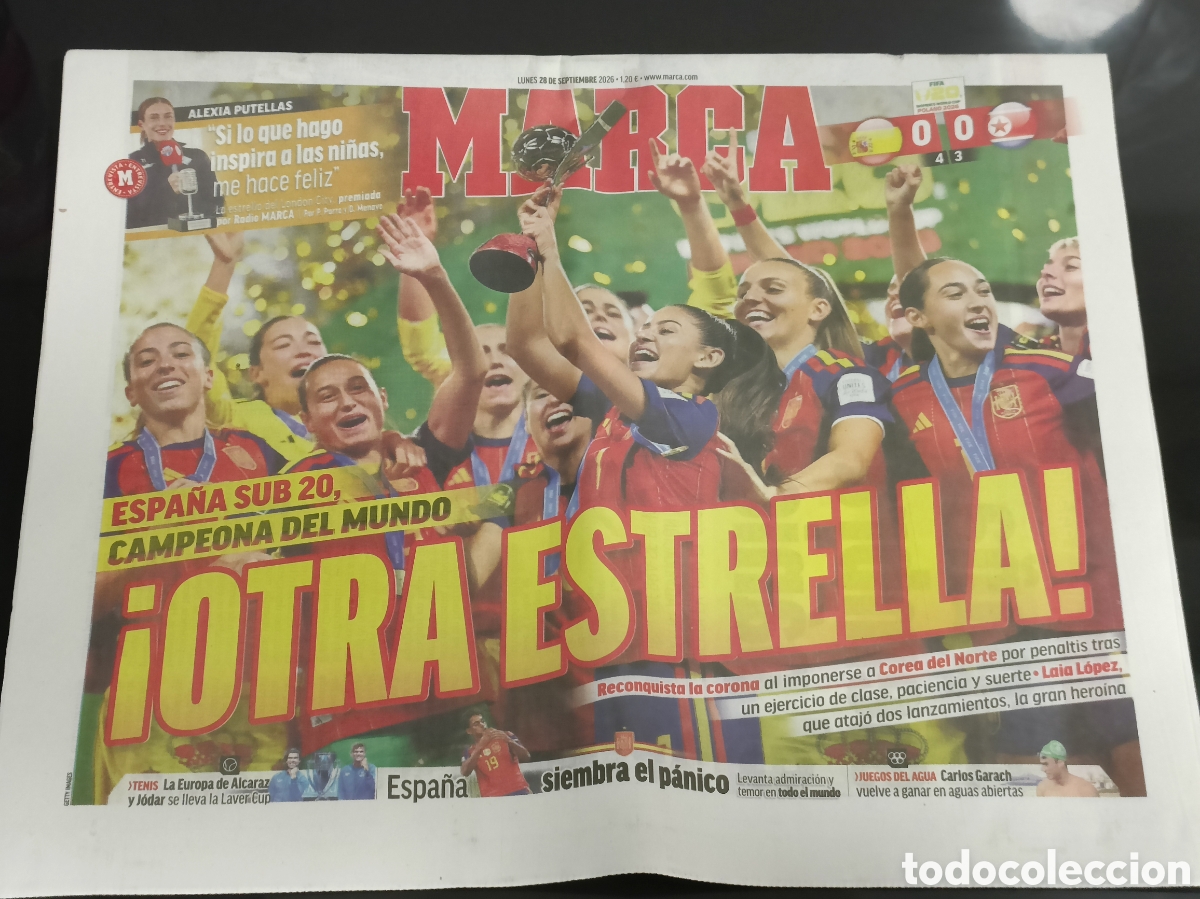 Otros art&iacute;culos de coleccionismo en papel: peri&oacute;dico MARCA selecci&oacute;n espa&ntilde;ola femenina sub20 campeonas del mundo