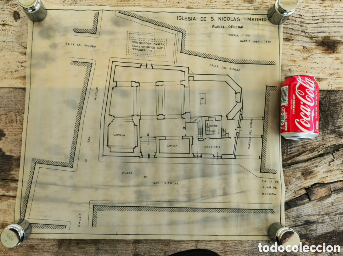Otros art&iacute;culos de coleccionismo en papel: Plano Iglesia de San Nicol&aacute;s. Madrid