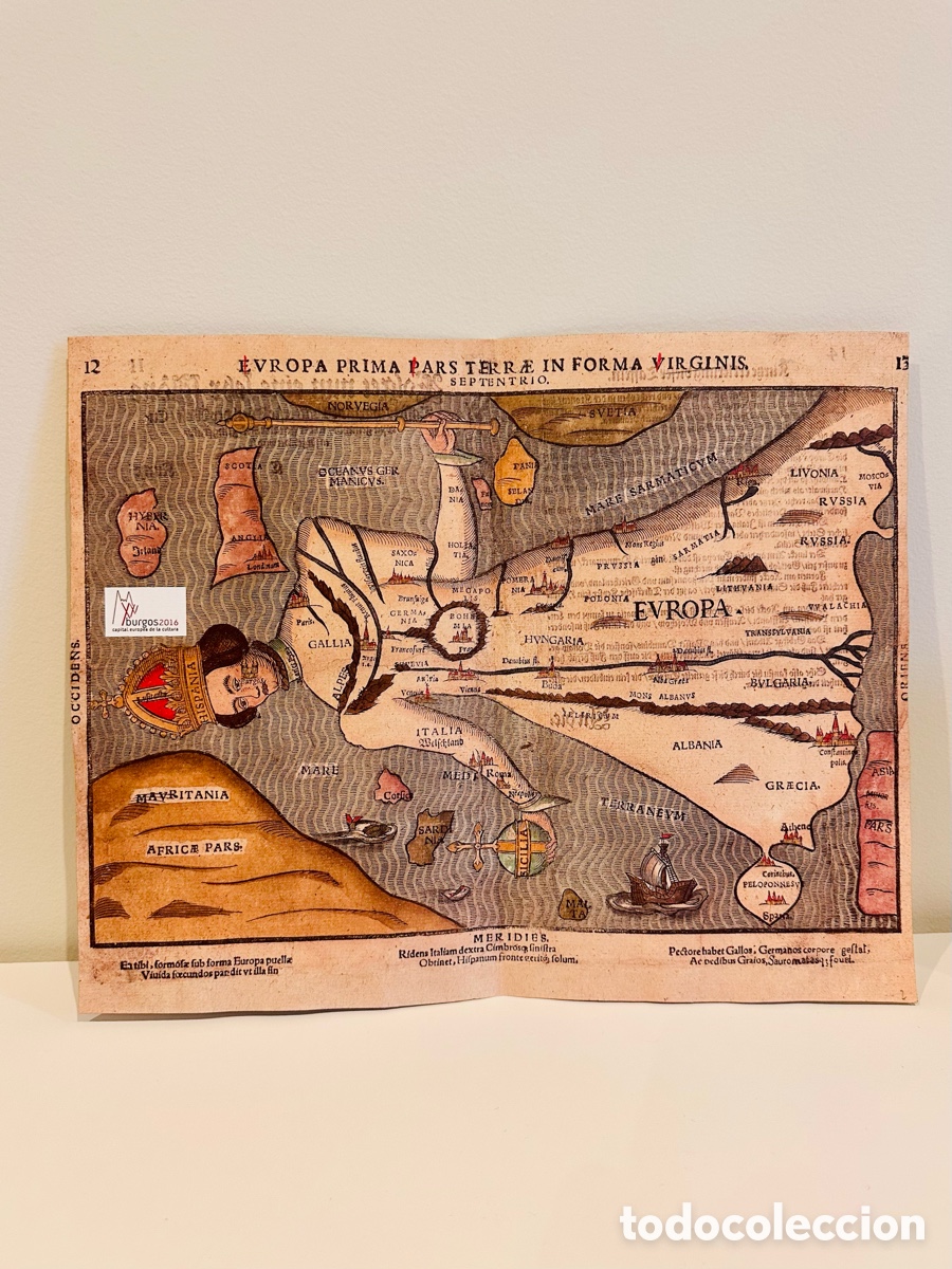 Otros art&iacute;culos de coleccionismo en papel: Facs&iacute;mil de mapa de Europa de Heinrich B&uuml;nting