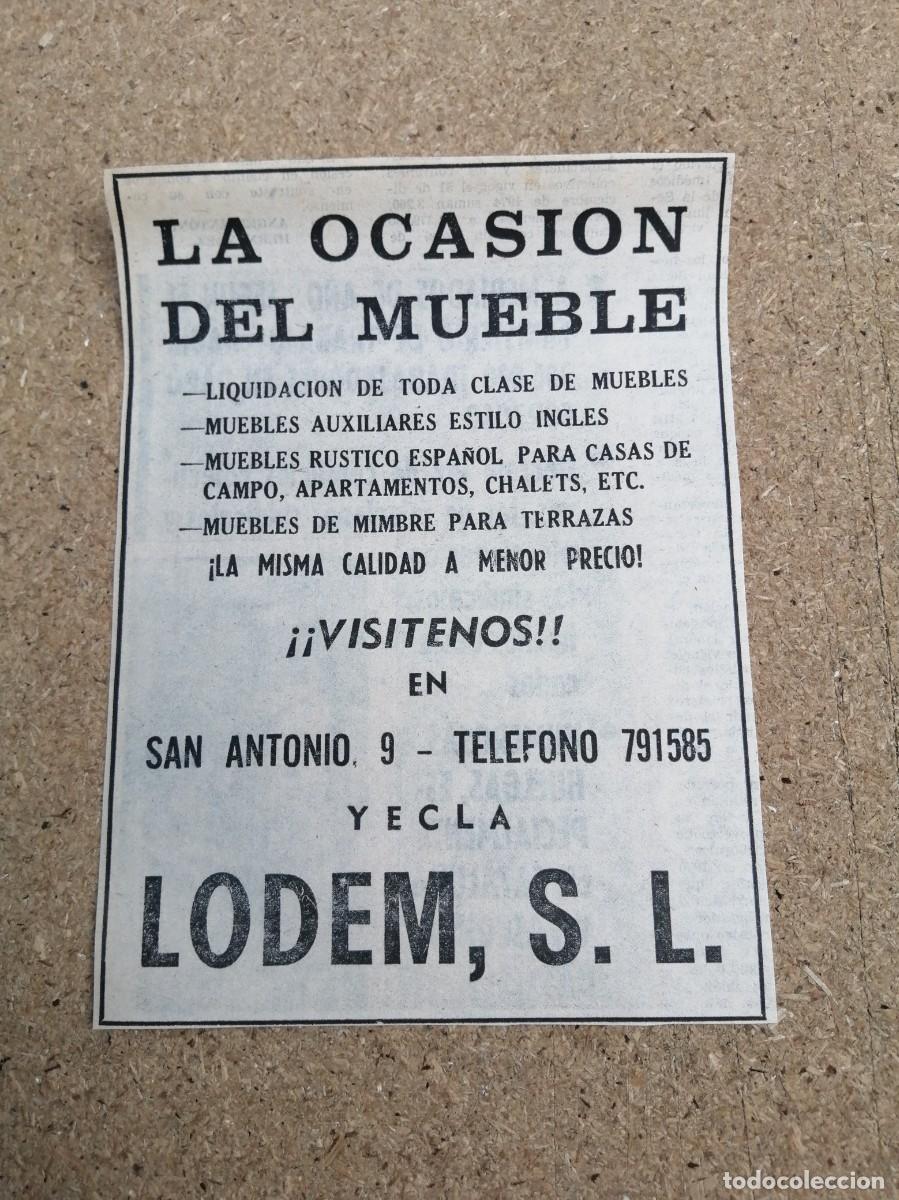 Otros art&iacute;culos de coleccionismo en papel: ANUNCIO. LA OCASION DEL MUEBLE, YECLA (MURCIA)