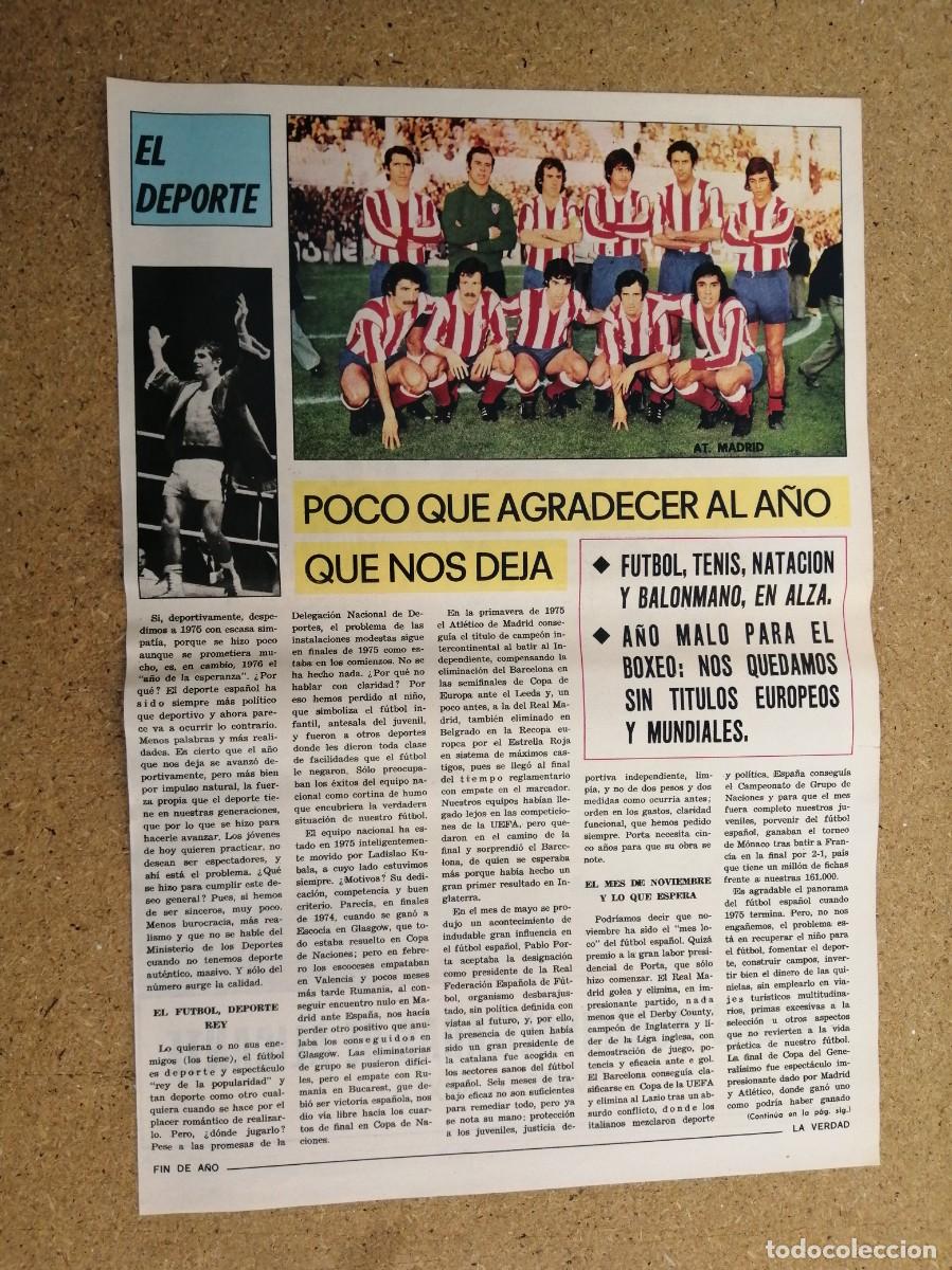 Otros art&iacute;culos de coleccionismo en papel: ARTICULO DEPORTIVO. 1975, POCO QUE AGRADECER AL A&Ntilde;O QUE NOS DEJA