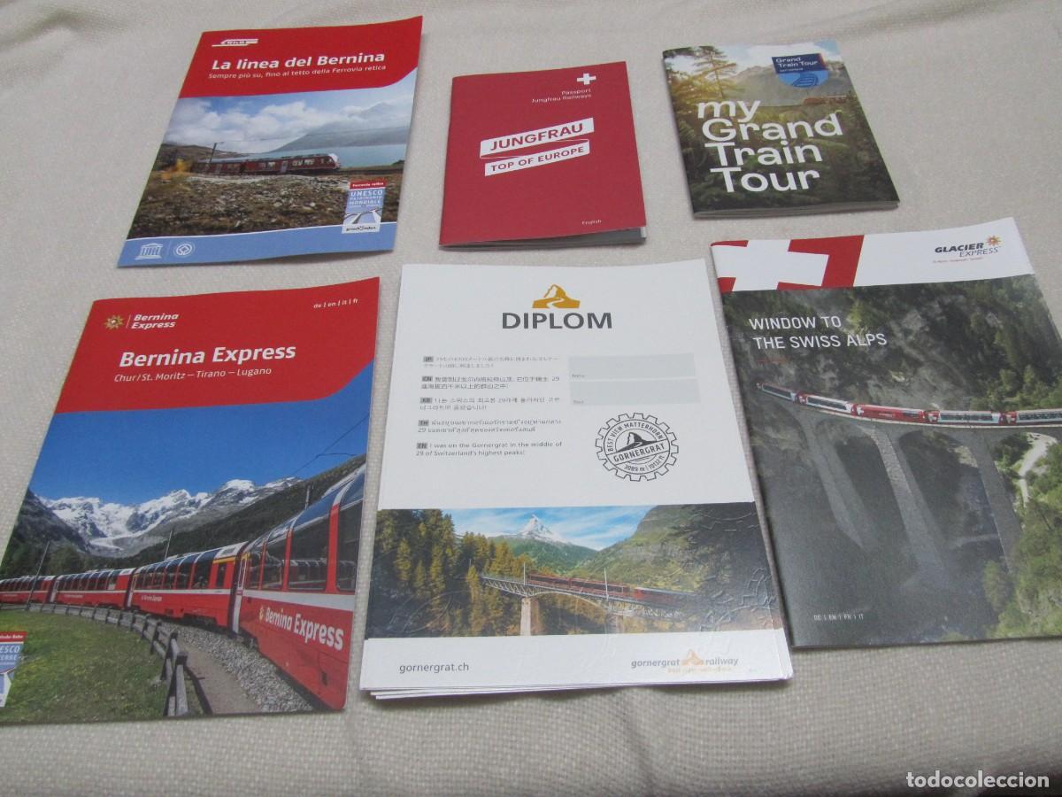 Otros art&iacute;culos de coleccionismo en papel: Trenes de Suiza, folletos publicitarios, Bernina Express,Jungfrau Railways,Glacier Express