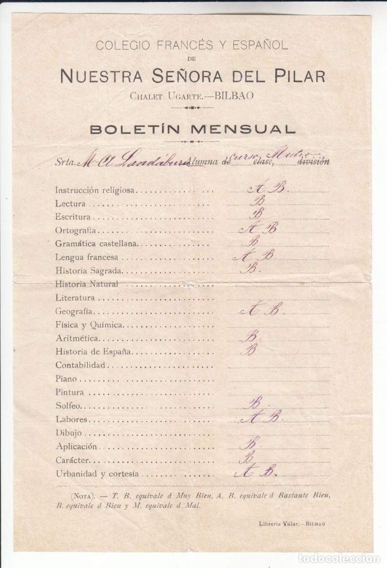 Otros art&iacute;culos de coleccionismo en papel: Colegio franc&eacute;s y espa&ntilde;ol - Nuestra se&ntilde;ora del Pilar - Bolet&iacute;n mensual