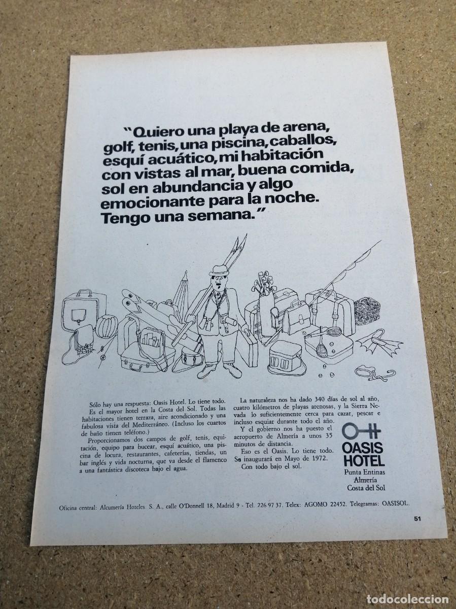 Otros art&iacute;culos de coleccionismo en papel: ANUNCIO. OASIS HOTEL, PUNTA ENTINAS, ALMERIA. COSTA DEL SOL