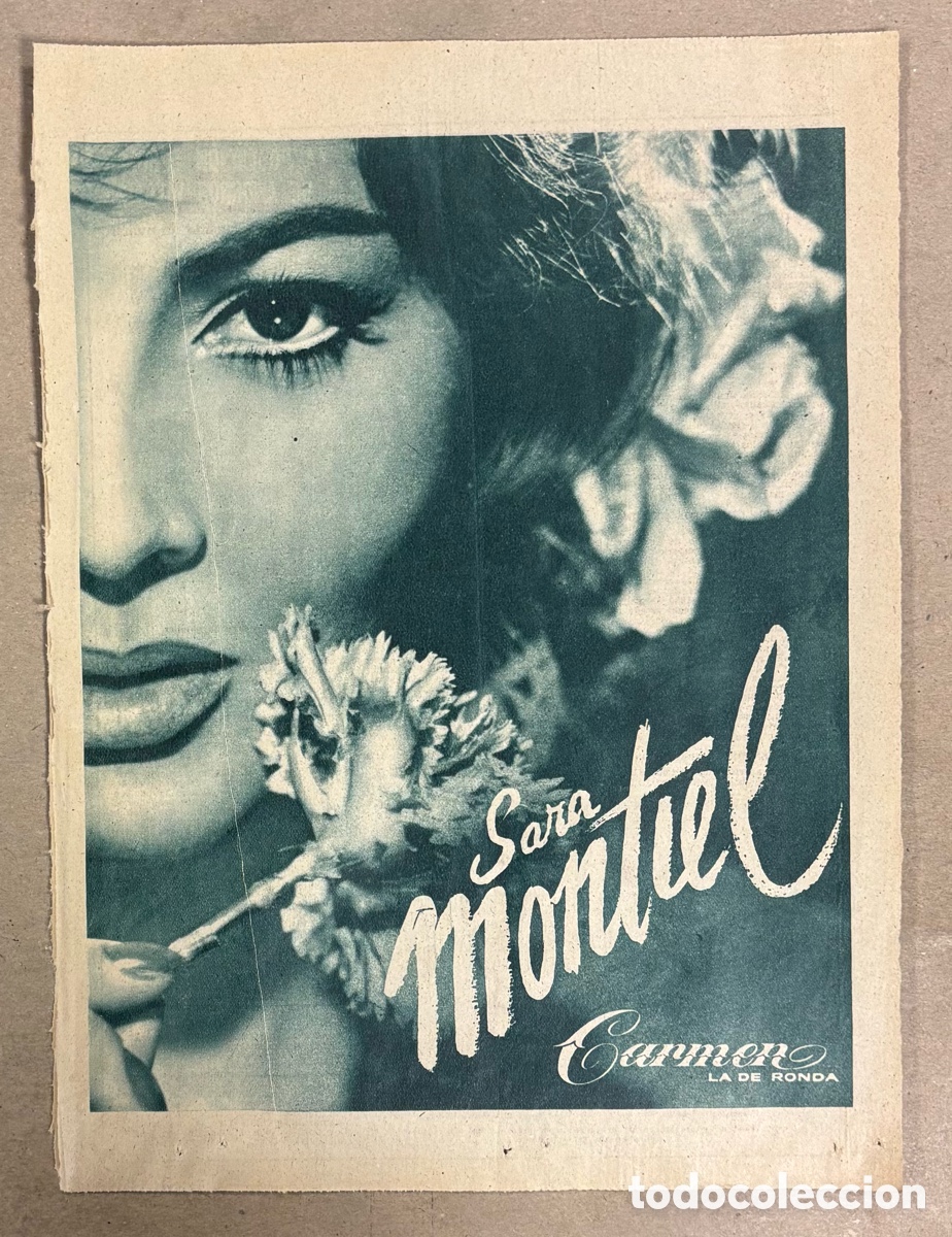 Otros art&iacute;culos de coleccionismo en papel: CARMEN LA DE RONDA (SARA MONTIEL). CARTEL PUBLICITARIO BANDA SONORA PERI&Oacute;DICO ABC DE 1959