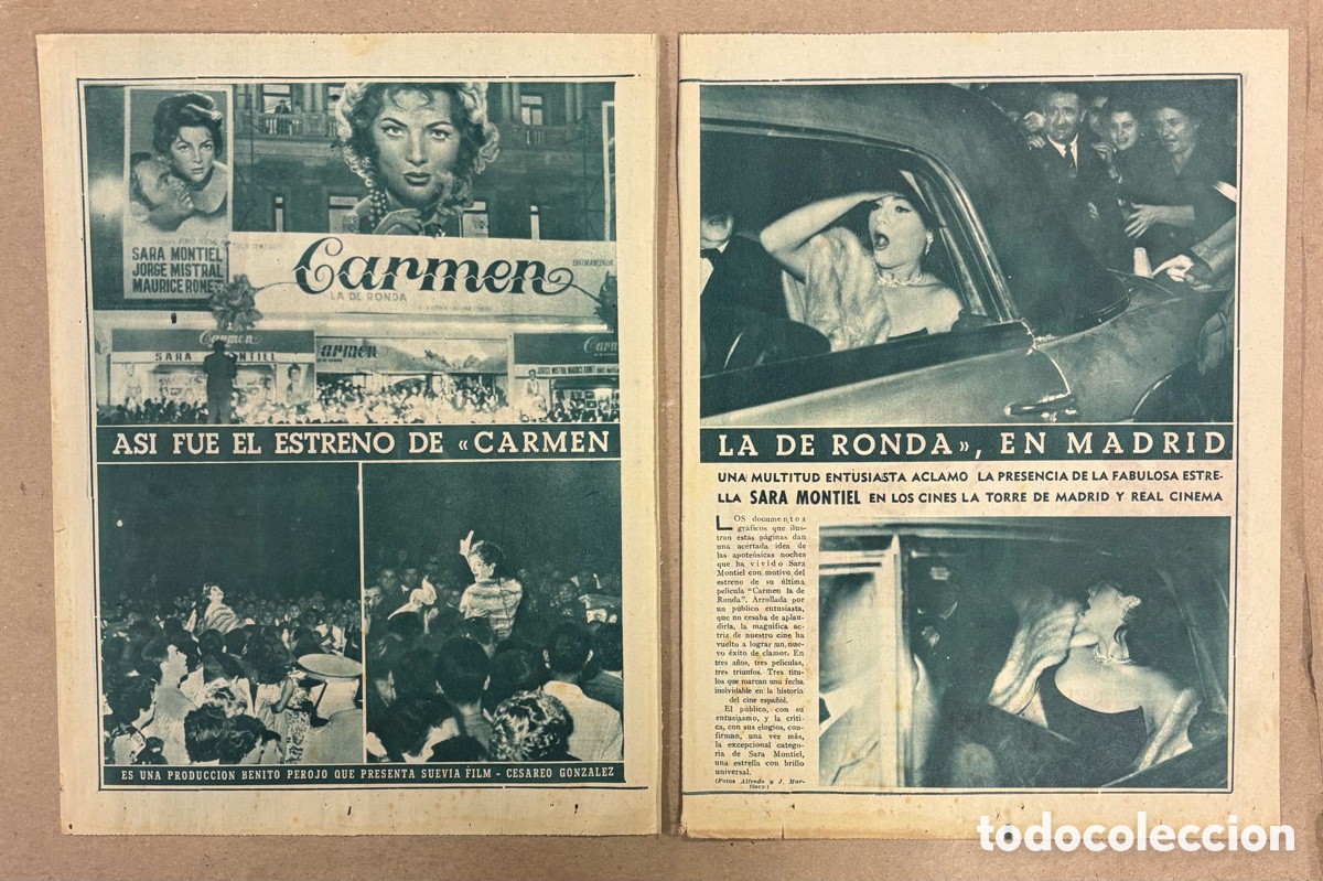 Otros art&iacute;culos de coleccionismo en papel: CARMEN LA DE RONDA (SARA MONTIEL). 2 P&Aacute;GINAS DEL ESTRENO PERI&Oacute;DICO ABC DE 1959..