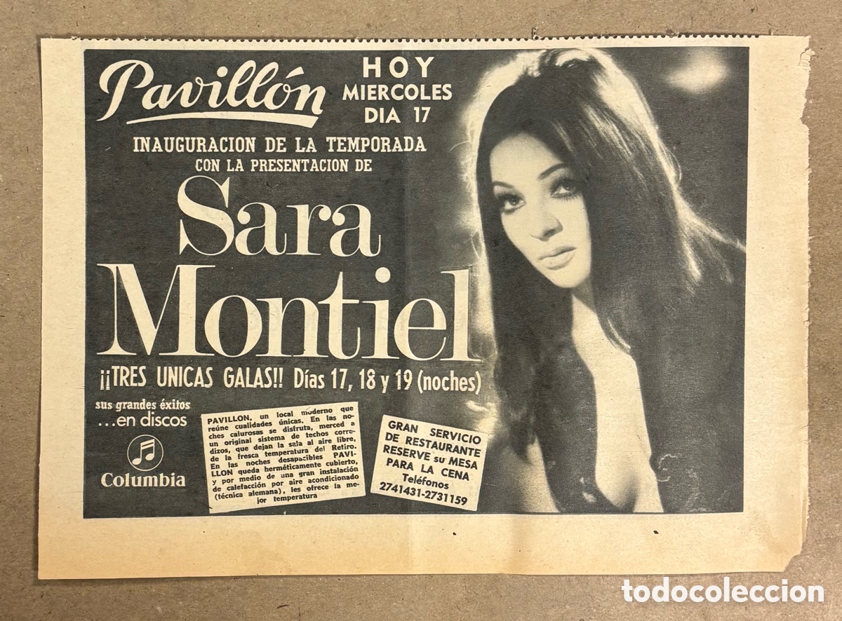 Otros art&iacute;culos de coleccionismo en papel: SARA MONTIEL.CARTEL PUBLICITARIO ACTUACI&Oacute;N EN SALA PAVILLON PERI&Oacute;DICO ABC DE 1958..