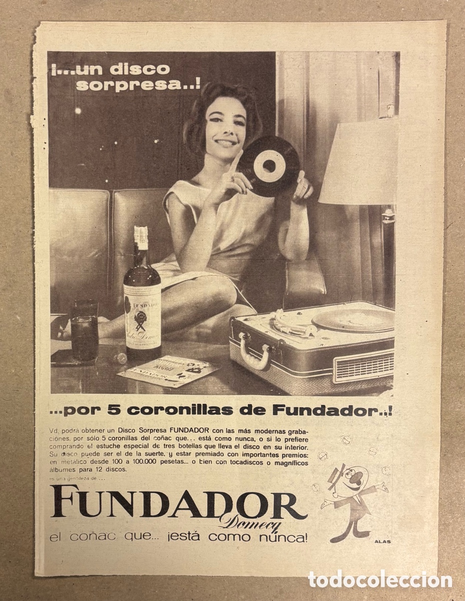 Otros art&iacute;culos de coleccionismo en papel: DISCO SORPRESA CO&Ntilde;AC FUNDADOR. ANUNCIO PERI&Oacute;DICO ABC DE 1960.
