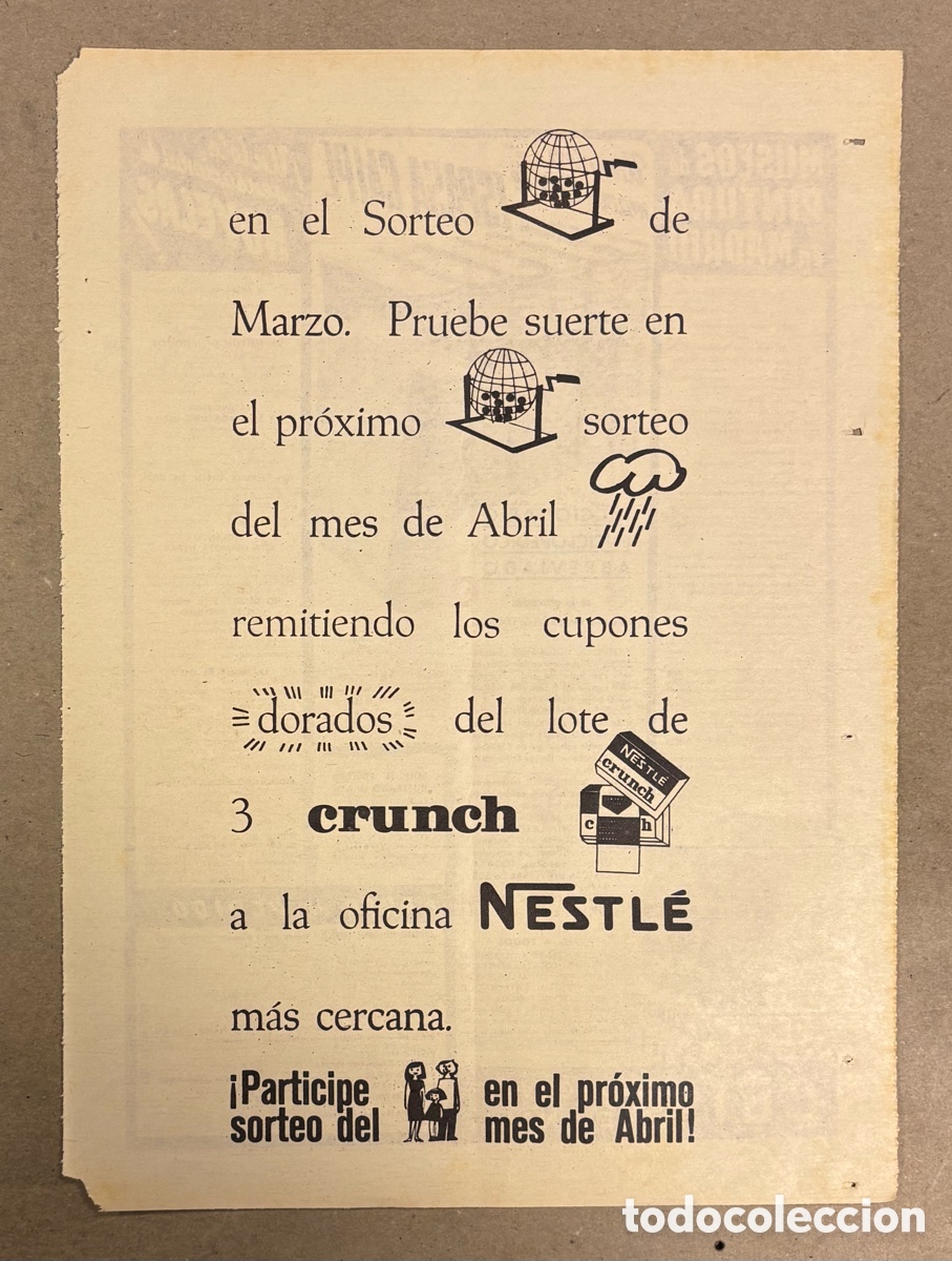 Otros art&iacute;culos de coleccionismo en papel: NESTL&Eacute; CRUNCH. ANUNCIO PUBLICITARIO PERI&Oacute;DICO ABC DE 1960.