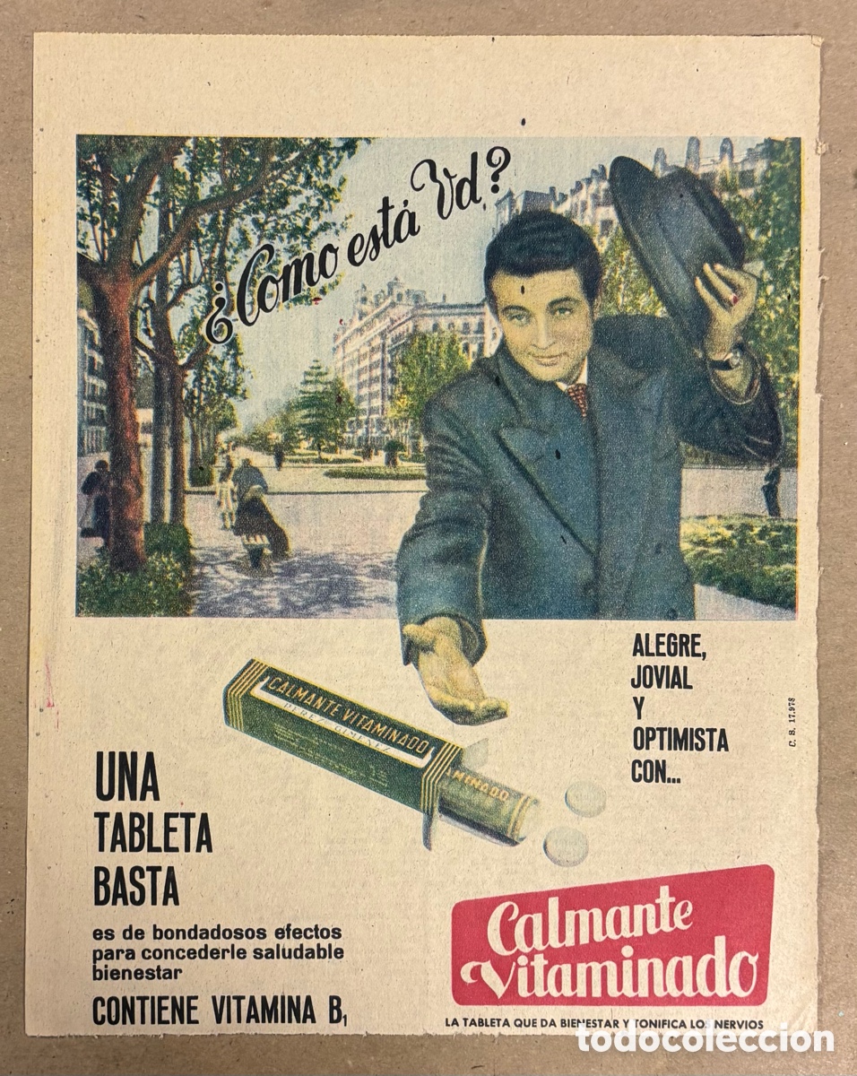 Otros art&iacute;culos de coleccionismo en papel: CALMANTE VITAMINADO. ANUNCIO PUBLICITARIO PERI&Oacute;DICO ABC DE 1960.