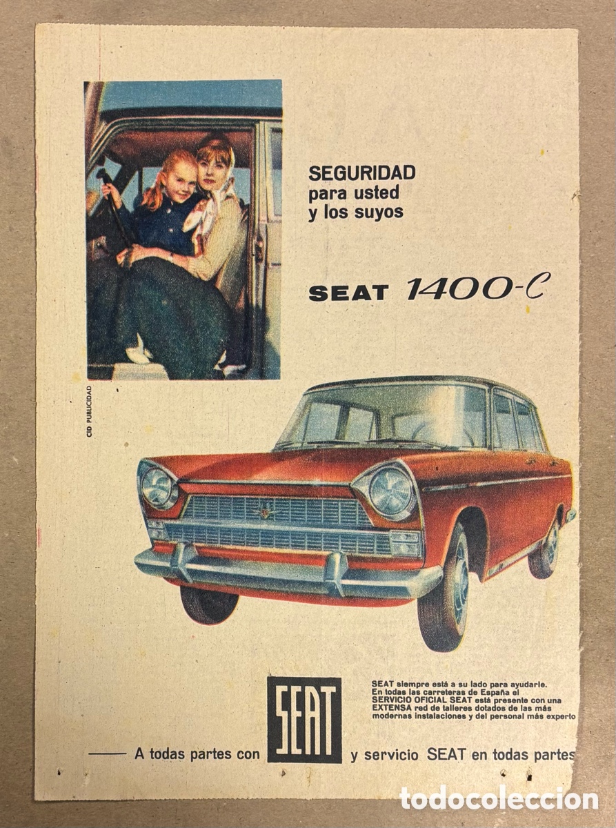 Otros art&iacute;culos de coleccionismo en papel: SEAT 1400-C. ANUNCIO PUBLICITARIO PERI&Oacute;DICO ABC DE 1960.