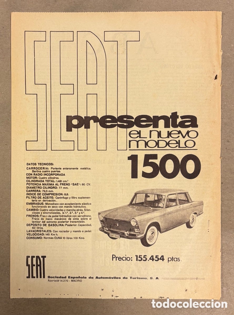 Otros art&iacute;culos de coleccionismo en papel: RENAULT GORDINI 65. ANUNCIO PUBLICITARIO PERI&Oacute;DICO ABC DE 1960.