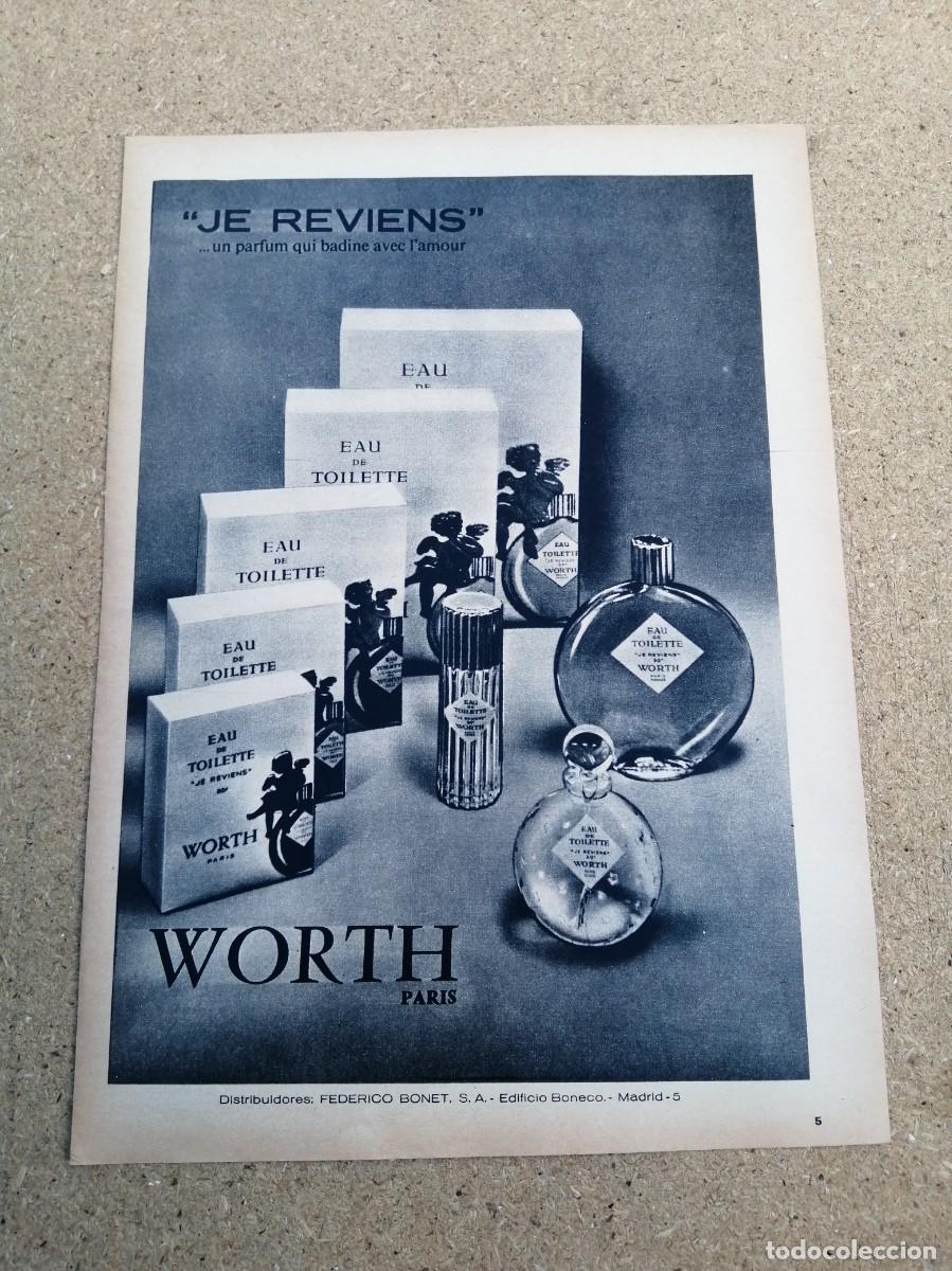 Otros art&iacute;culos de coleccionismo en papel: ANUNCIO. EAU DE TOILETTE WORTH