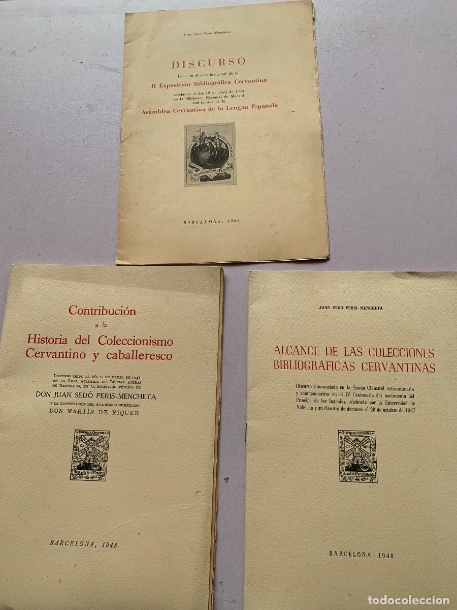 Otros art&iacute;culos de coleccionismo en papel: 3 documentos sobre Don Quijote y Cervantes