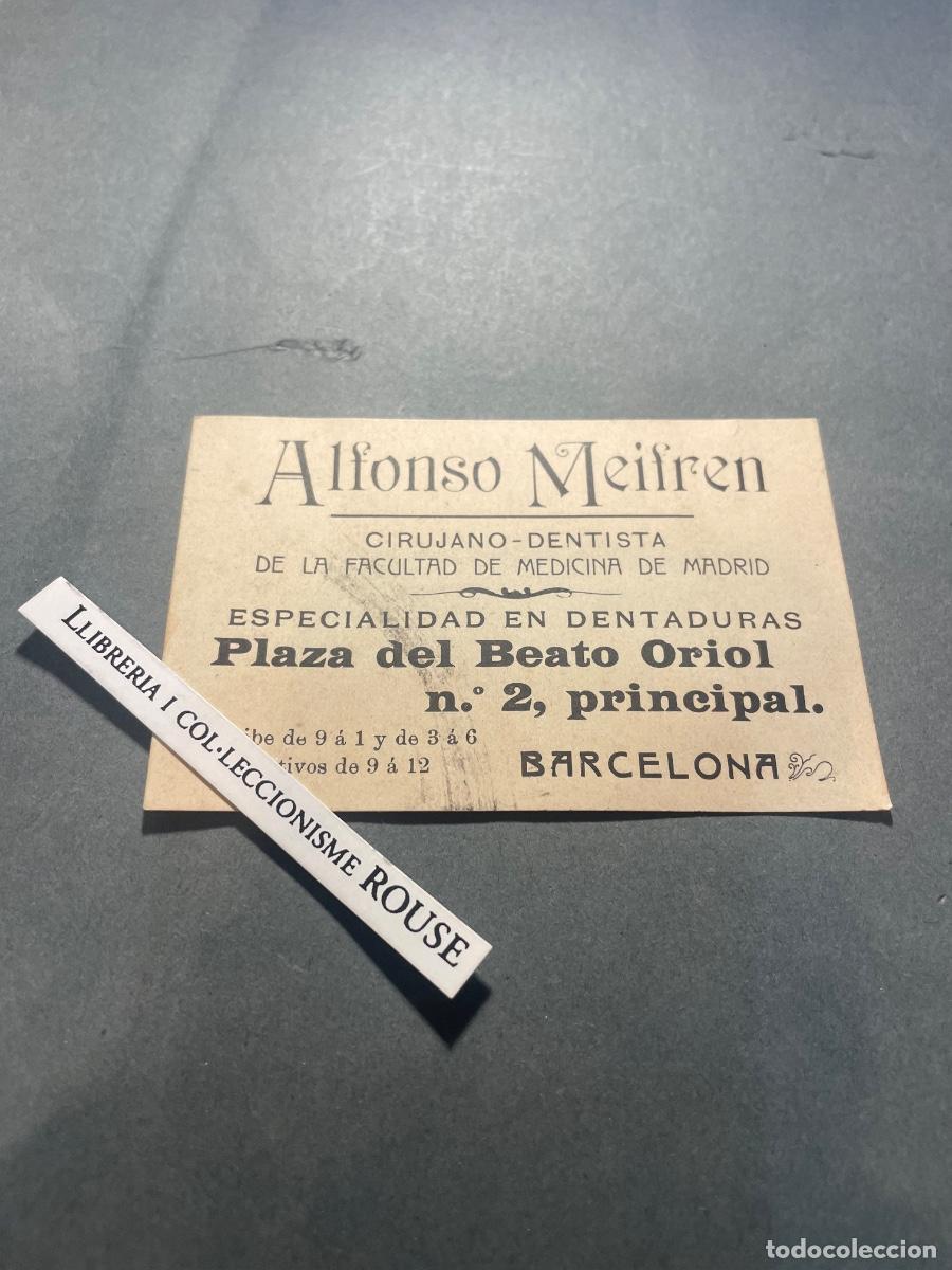 Otros art&iacute;culos de coleccionismo en papel: ANTIGUA TARJETA - ALFONSO MEIFREN - CIRUJANO DENTISTA DE LA FACULTAD DE MEDICINA DE MADRID - ESPECIA