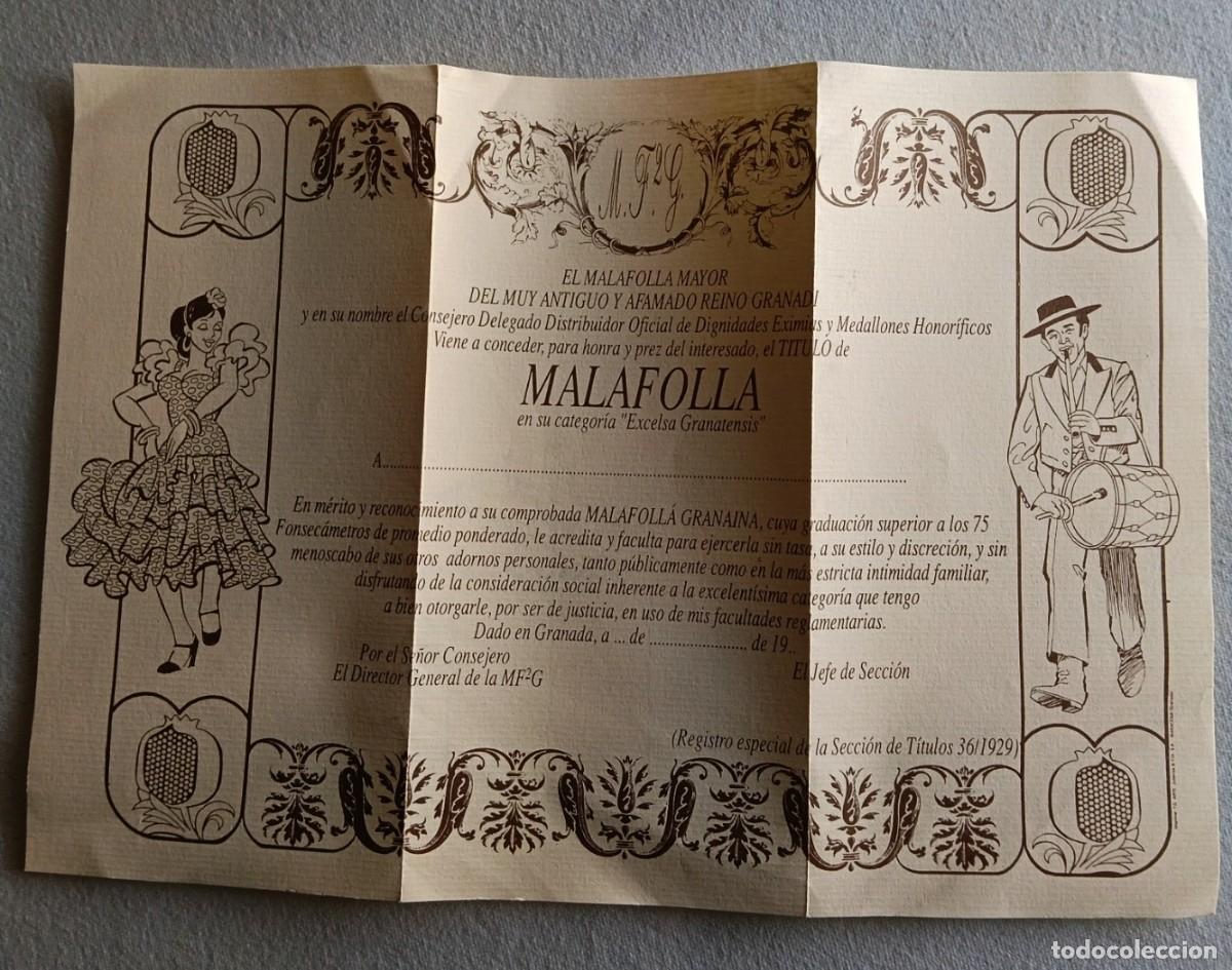 Otros art&iacute;culos de coleccionismo en papel: TITULO DE MALAFOLL&Aacute; GRANAINA