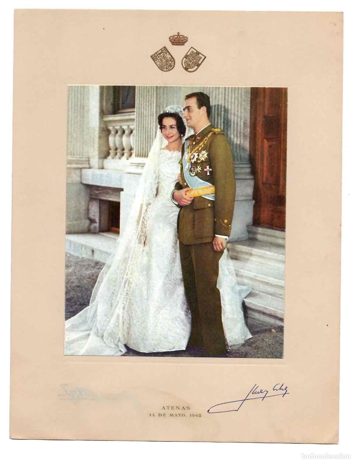 Otros art&iacute;culos de coleccionismo en papel: TARJETON ENLACE REINA SOFIA Y JUAN CARLOS ATENAS 14 DE MAYO DE 1962. FIRMADA DE PU&Ntilde;O Y LETRA