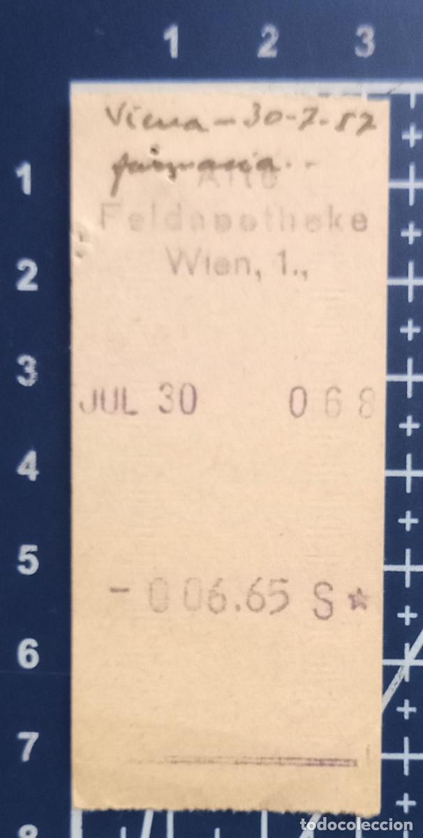 Otros art&iacute;culos de coleccionismo en papel: TIQUET - FARMACIA - VIENA - 1957