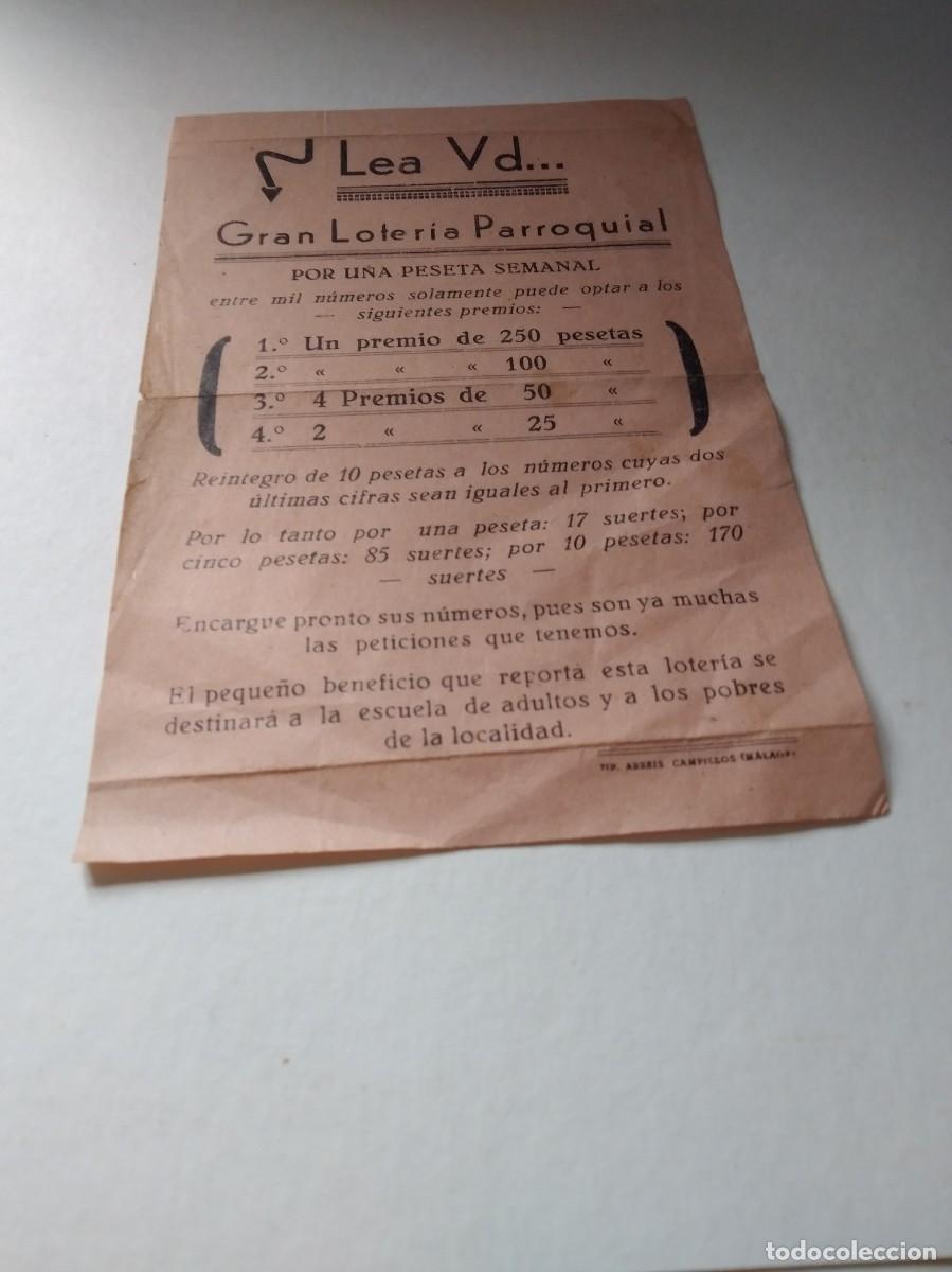 Otros art&iacute;culos de coleccionismo en papel: PEQUE&Ntilde;A HOJA GRAN LOTERIA PARROQUIAL CAMPILLO MALAGA