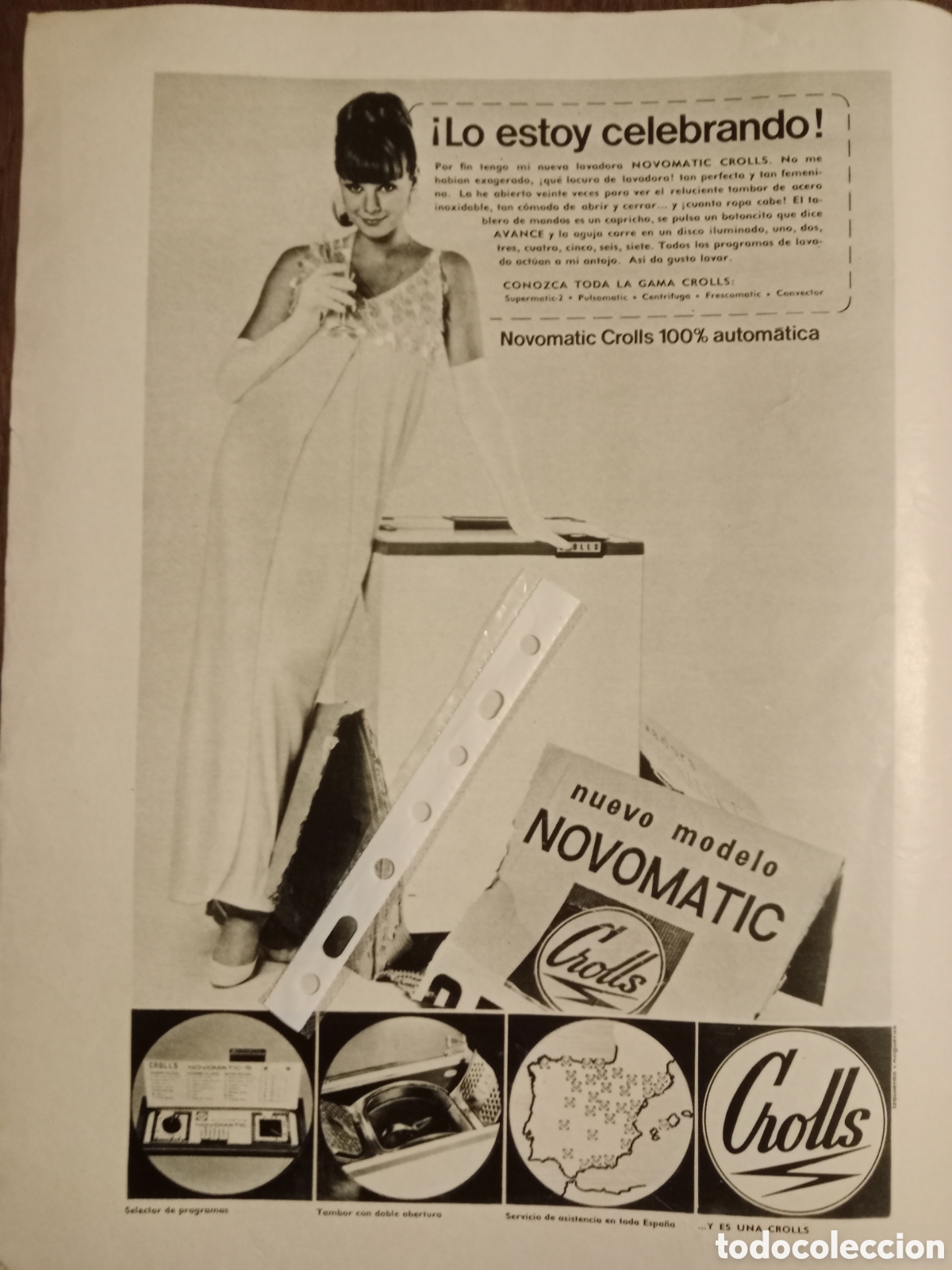 Otros art&iacute;culos de coleccionismo en papel: Publicidad lavadora novomatic crolls de 1966