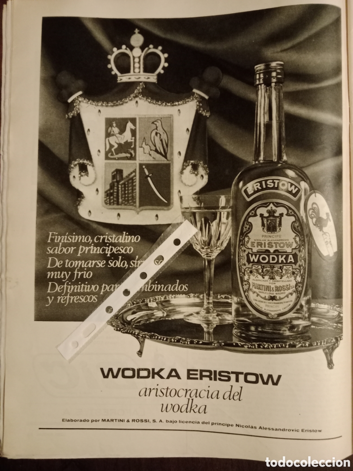 Otros art&iacute;culos de coleccionismo en papel: Publicidad bebida wodka eristow de 1966