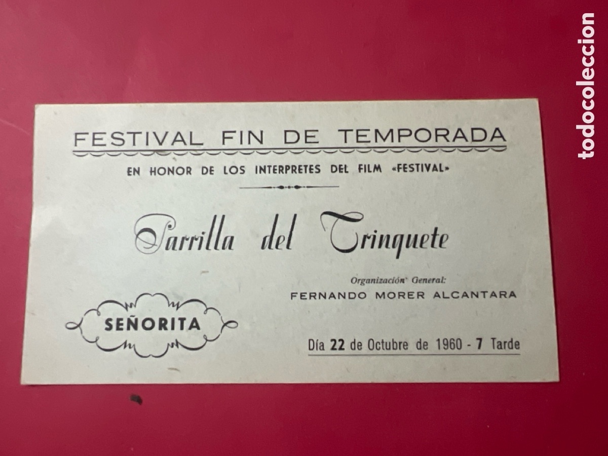Otros art&iacute;culos de coleccionismo en papel: L860/8. FESTIVAL FIN DE TEMPORADA -. PARRILLA DEL TRINQUETE - SAN SEBASTIAN 1960 - PEPSI-COLA