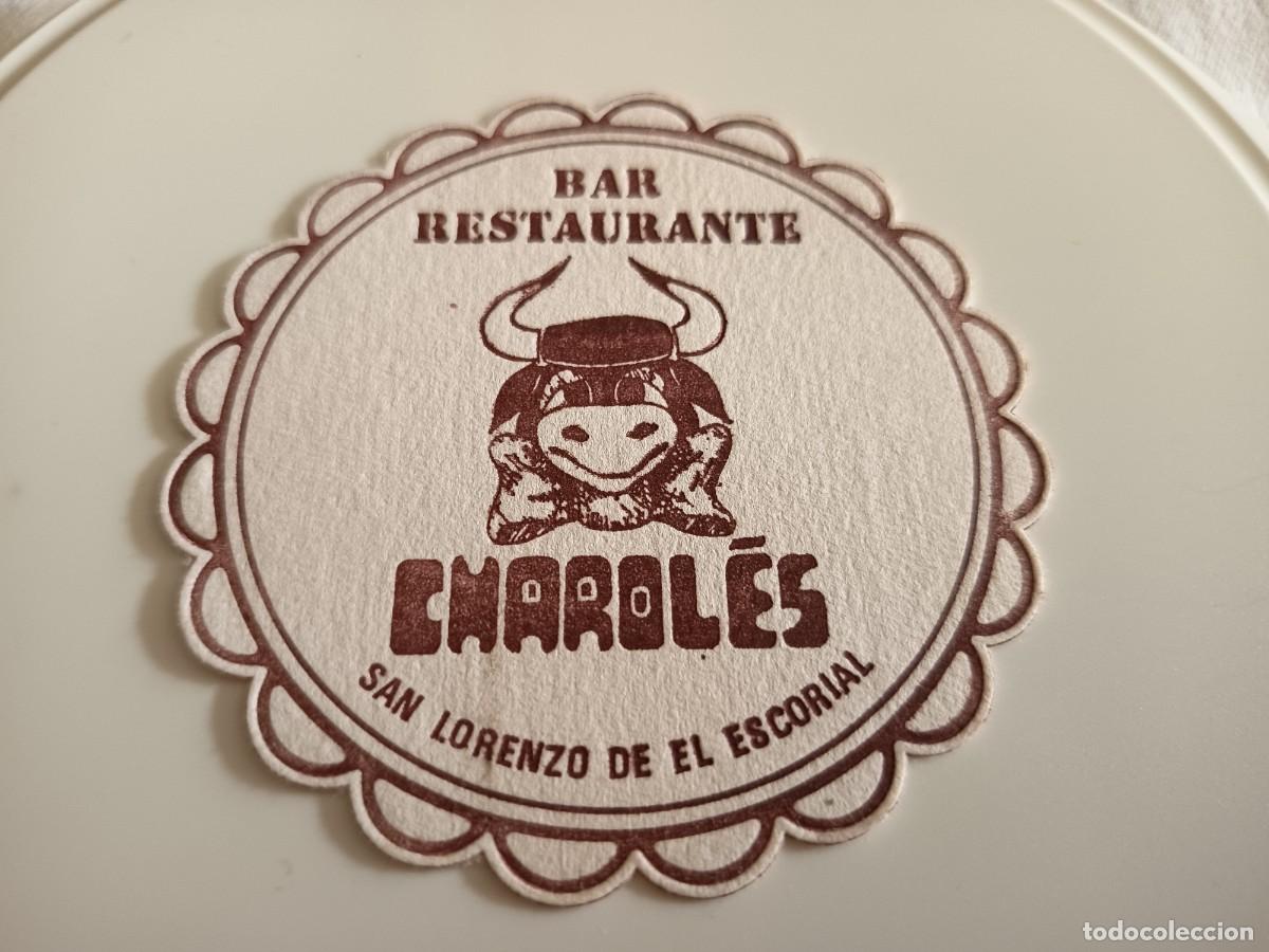 Altri oggetti di carta: POSAVASOS RESTAURANTE CHAROLES-SAN LORENZO DEL ESCORIAL-MADRID