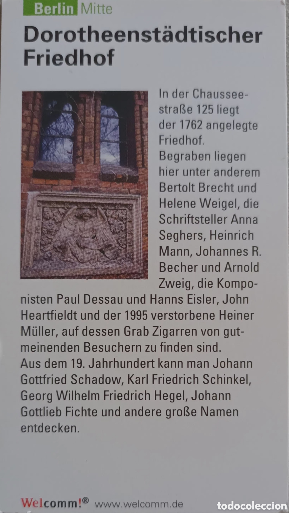 Sammelleidenschaft Andere Papierartikel: TARJETA INFORMATIVA DOROTHEENSTADTISCHER. BERLIN
