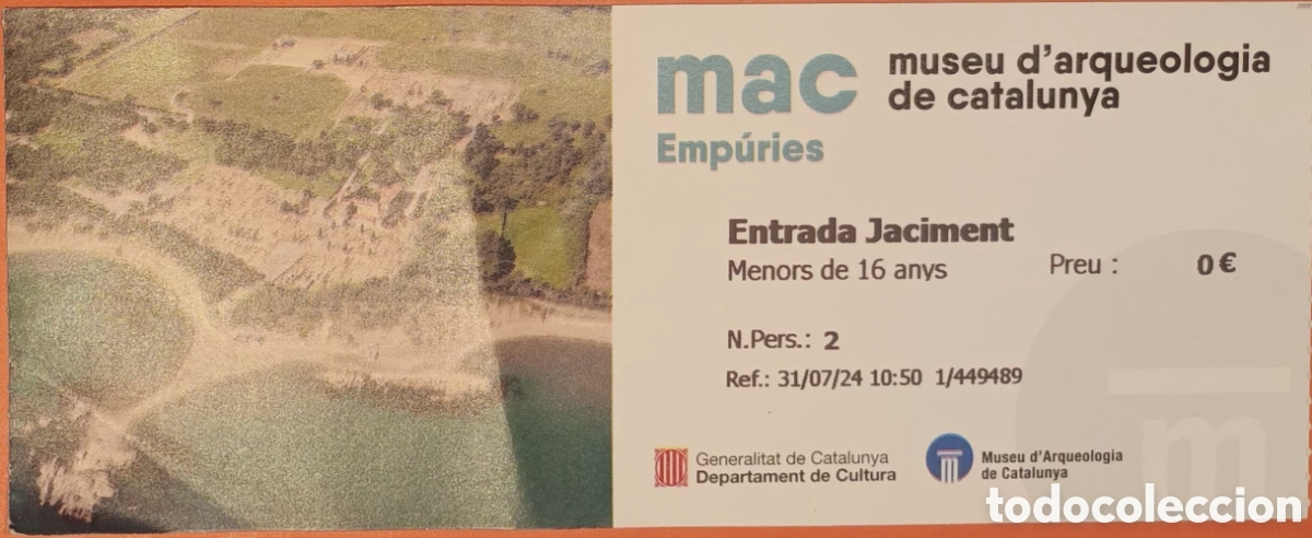 Otros art&iacute;culos de coleccionismo en papel: ENTRADA MUSEU D'ARQUEOLOGIA DE CATALUNYA
