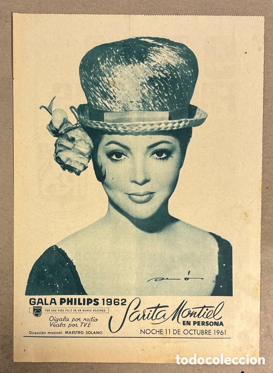 Otros art&iacute;culos de coleccionismo en papel: SARA MONTIEL EN PERSONA GALA PHILIPS 1963. CARTEL PUBLICITARIO ACTUACI&Oacute;N PERI&Oacute;DICO ABC DE 1961.