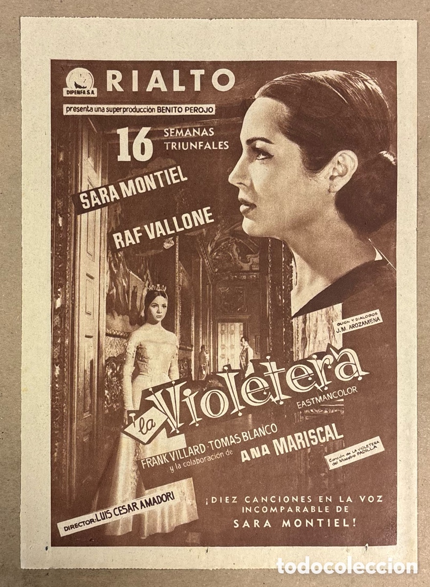 Otros art&iacute;culos de coleccionismo en papel: LA VIOLETERA (SARA MONTIEL, ANA MARISCAL). CARTEL PUBLICITARIO PERI&Oacute;DICO ABC DE 1958. RIALTO.