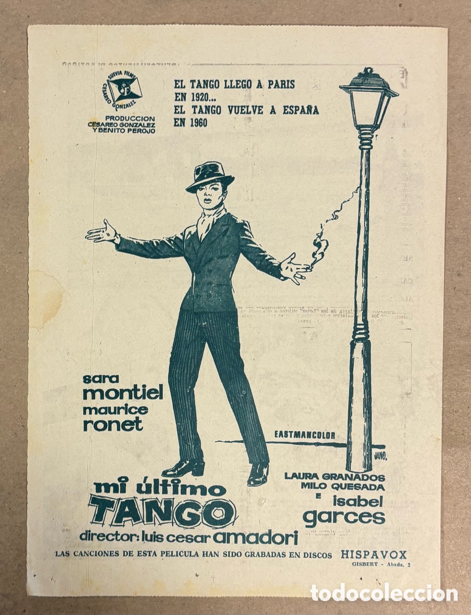 Otros art&iacute;culos de coleccionismo en papel: MI &Uacute;LTIMO TANGO (SARA MONTIEL). CARTEL PUBLICITARIO PEL&Iacute;CULA PERI&Oacute;DICO ABC DE 1960.